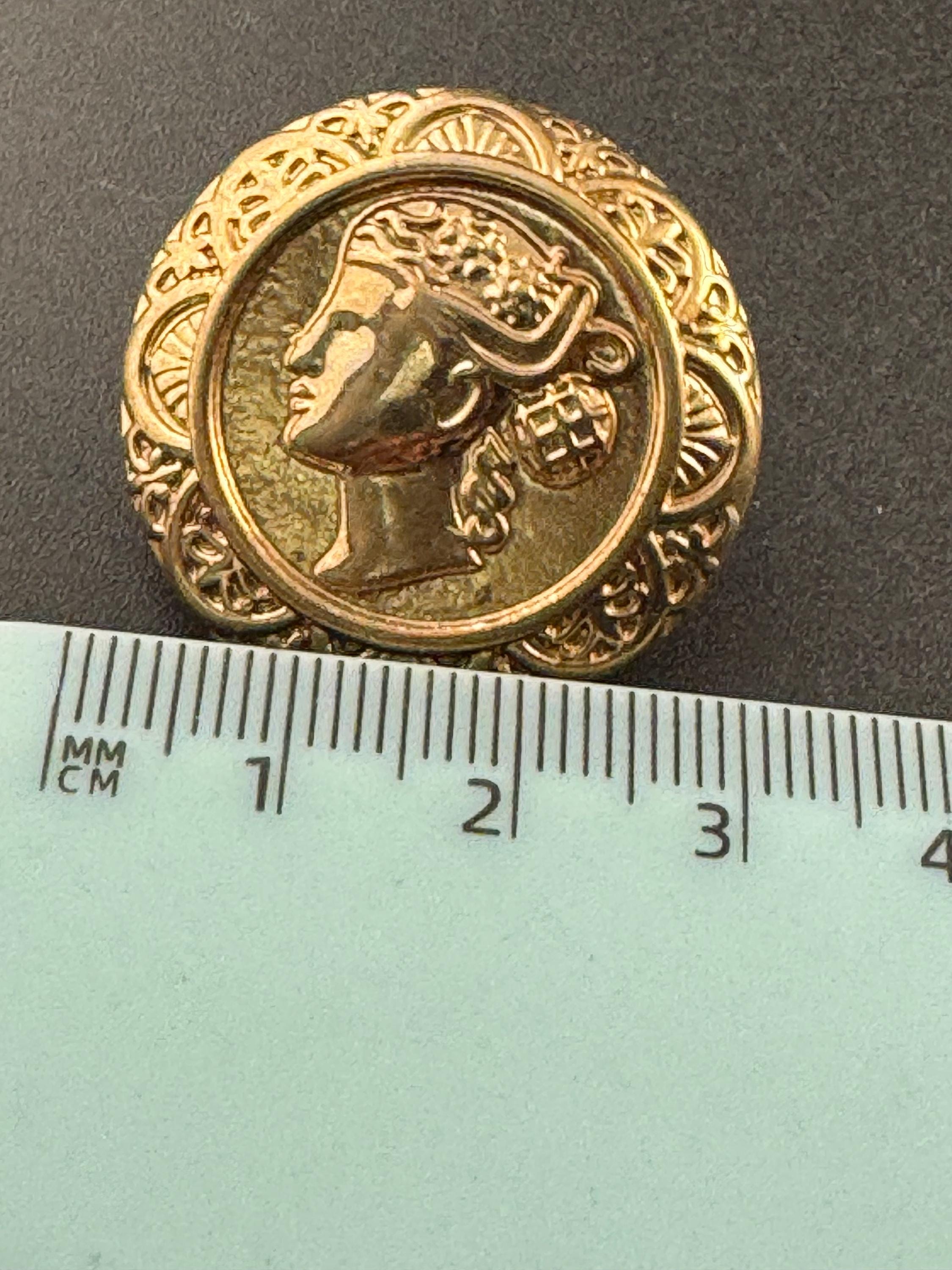 Etruscan style oversized gold Coin pierced earrings