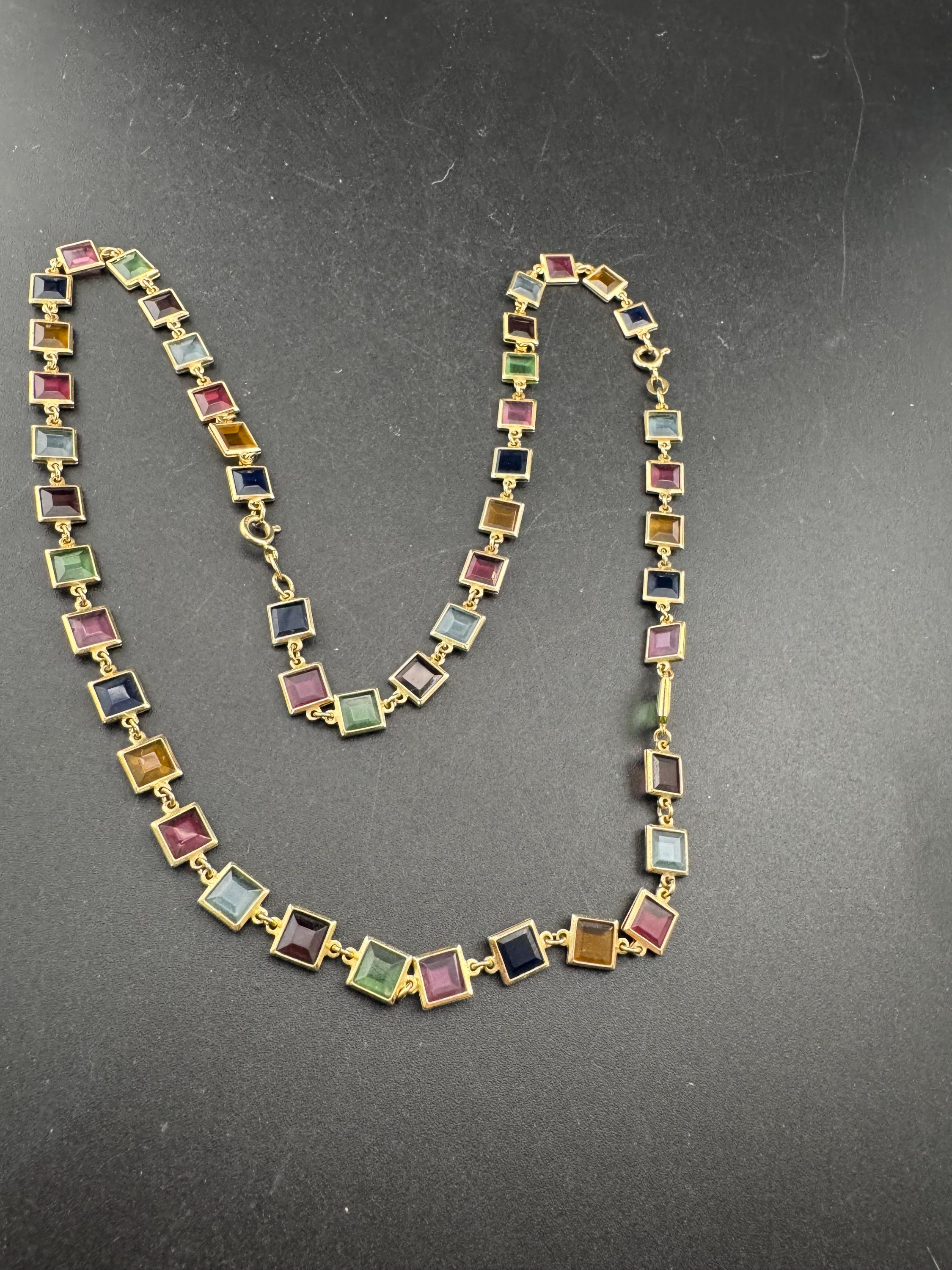 800 silver gilt Rivière bezel gold plated necklace and bracelet set