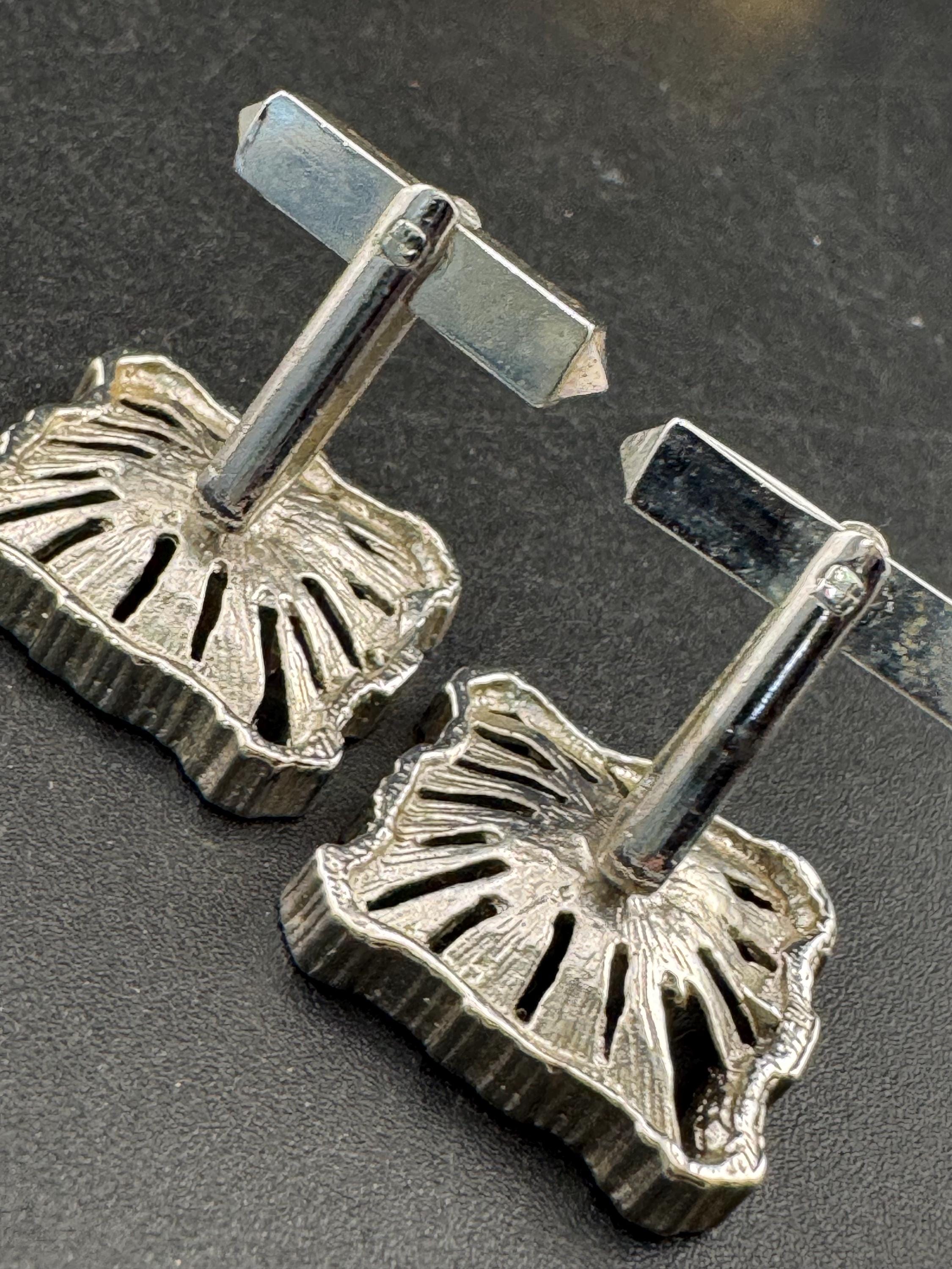 Vintage men’s brutalist 1970s square cufflinks, silver tone