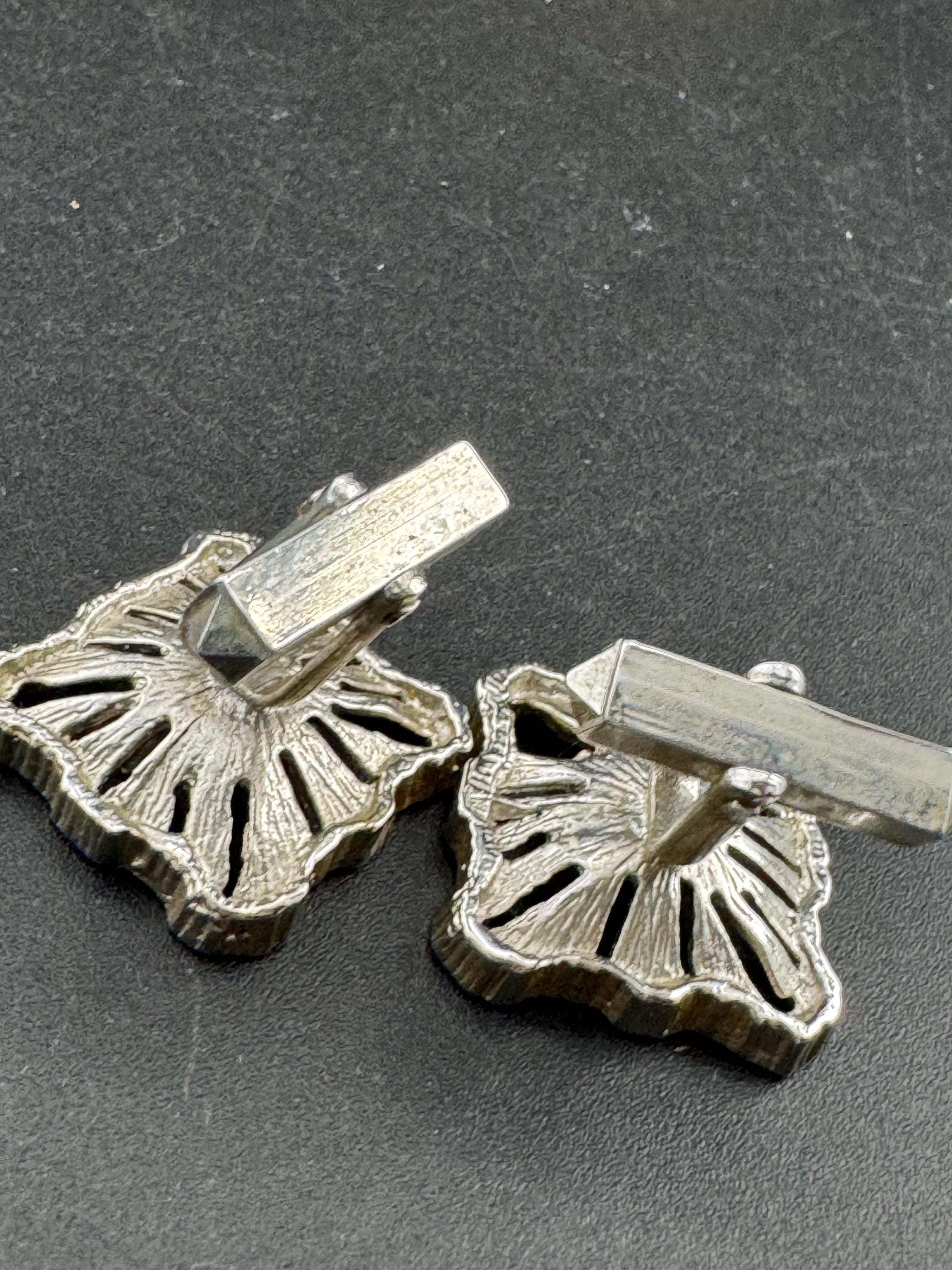 Vintage men’s brutalist 1970s square cufflinks, silver tone