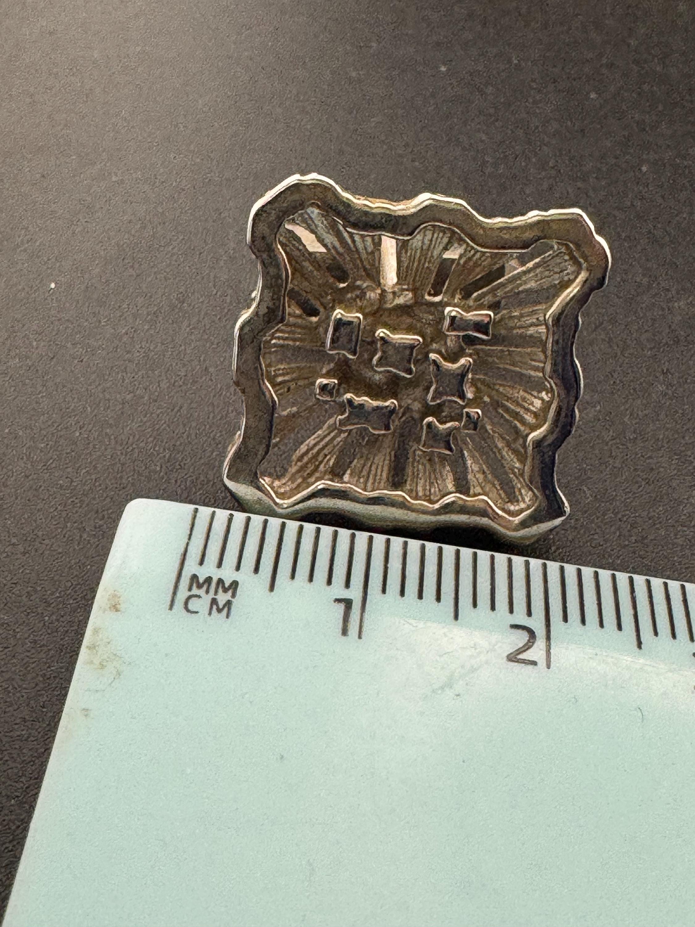 Vintage men’s brutalist 1970s square cufflinks, silver tone