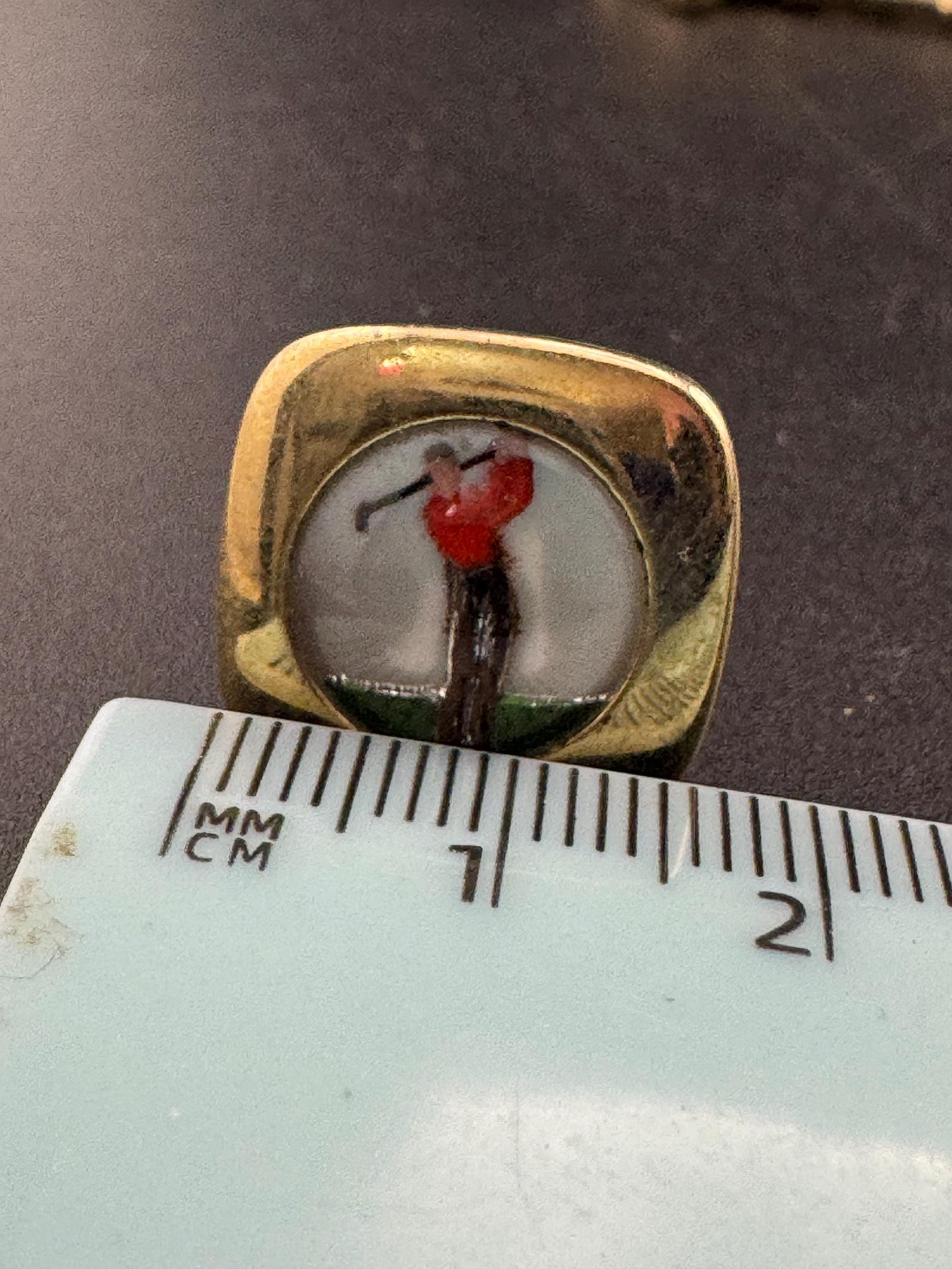 Vintage men’s golfer cufflinks, mid century reverse carved, golf