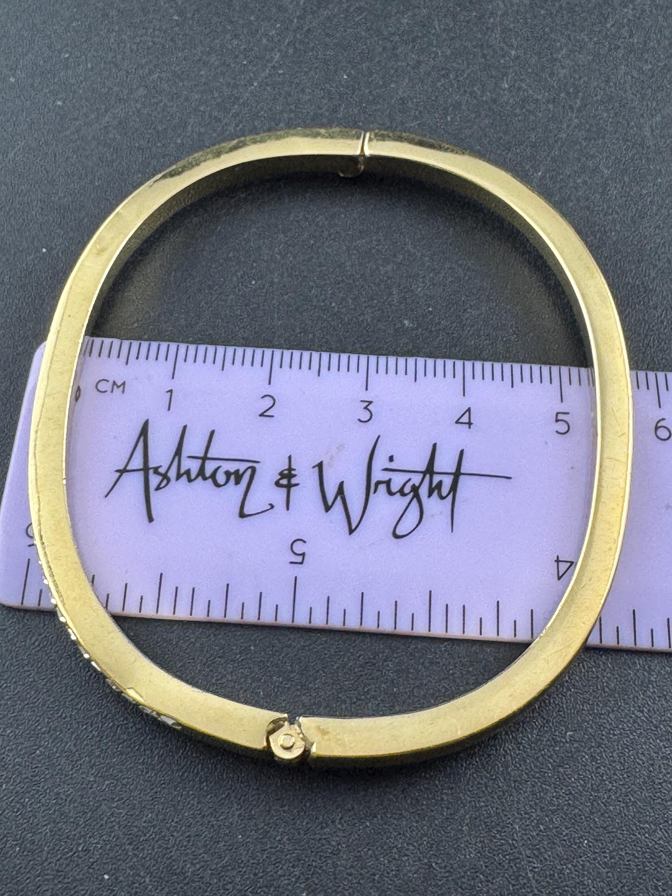 Retro high end oval clear diamanté crystal hinged clamper bangle