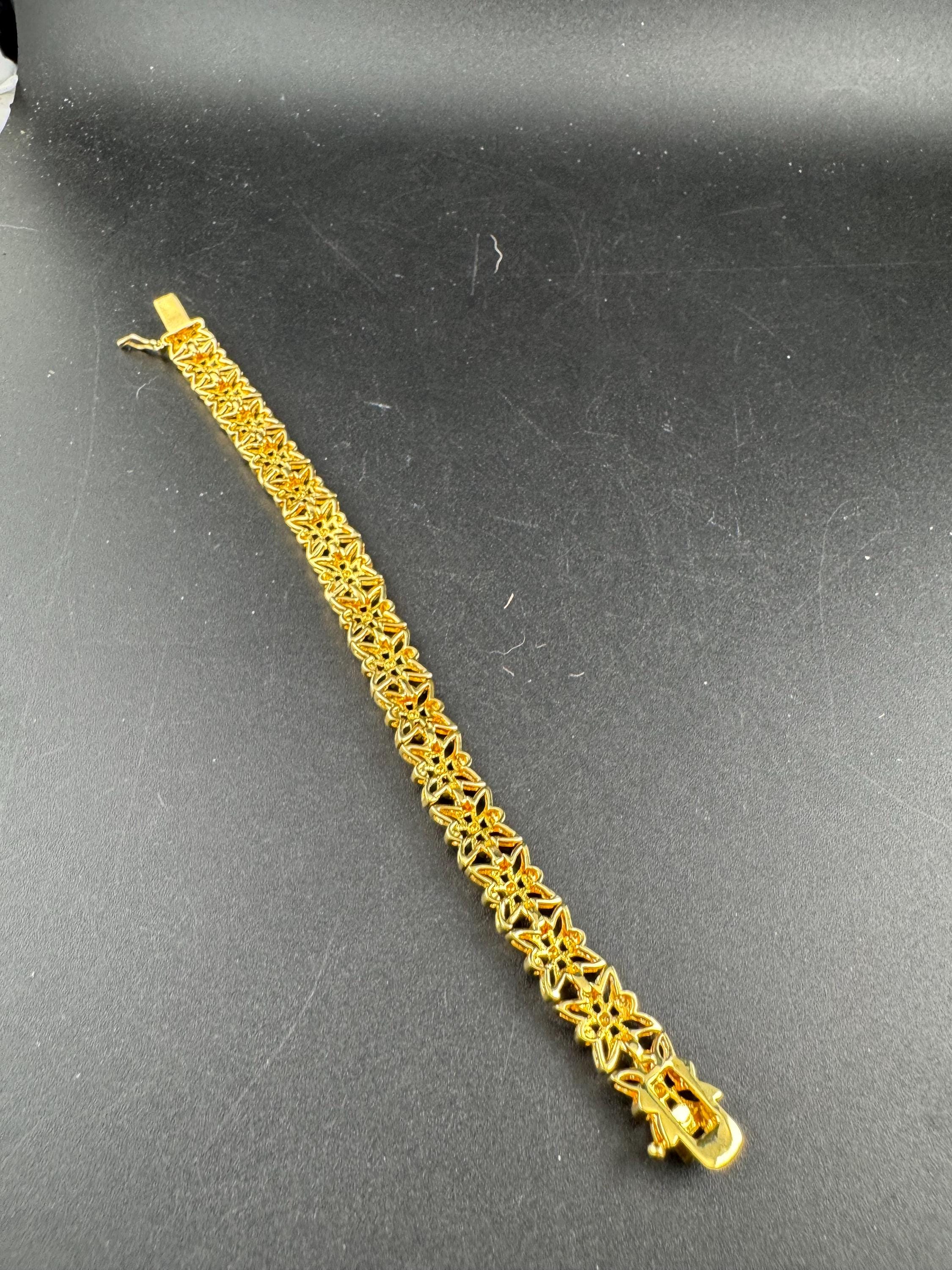 Retro gold and silver tone panel link bracelet 18.5 x 12mm