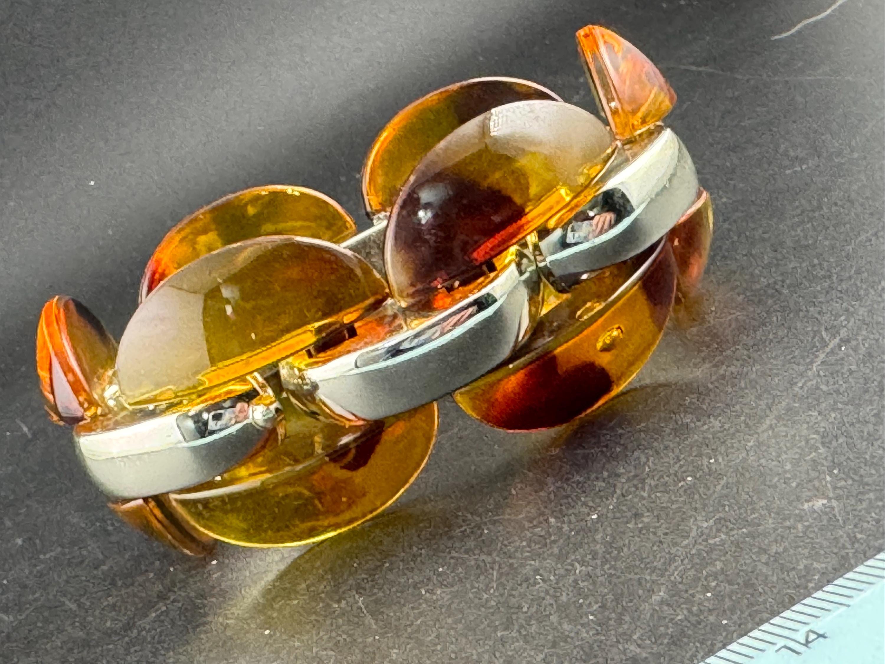 Brown acrylic chain link bracelet, vintage,  chunky oversized gold tone