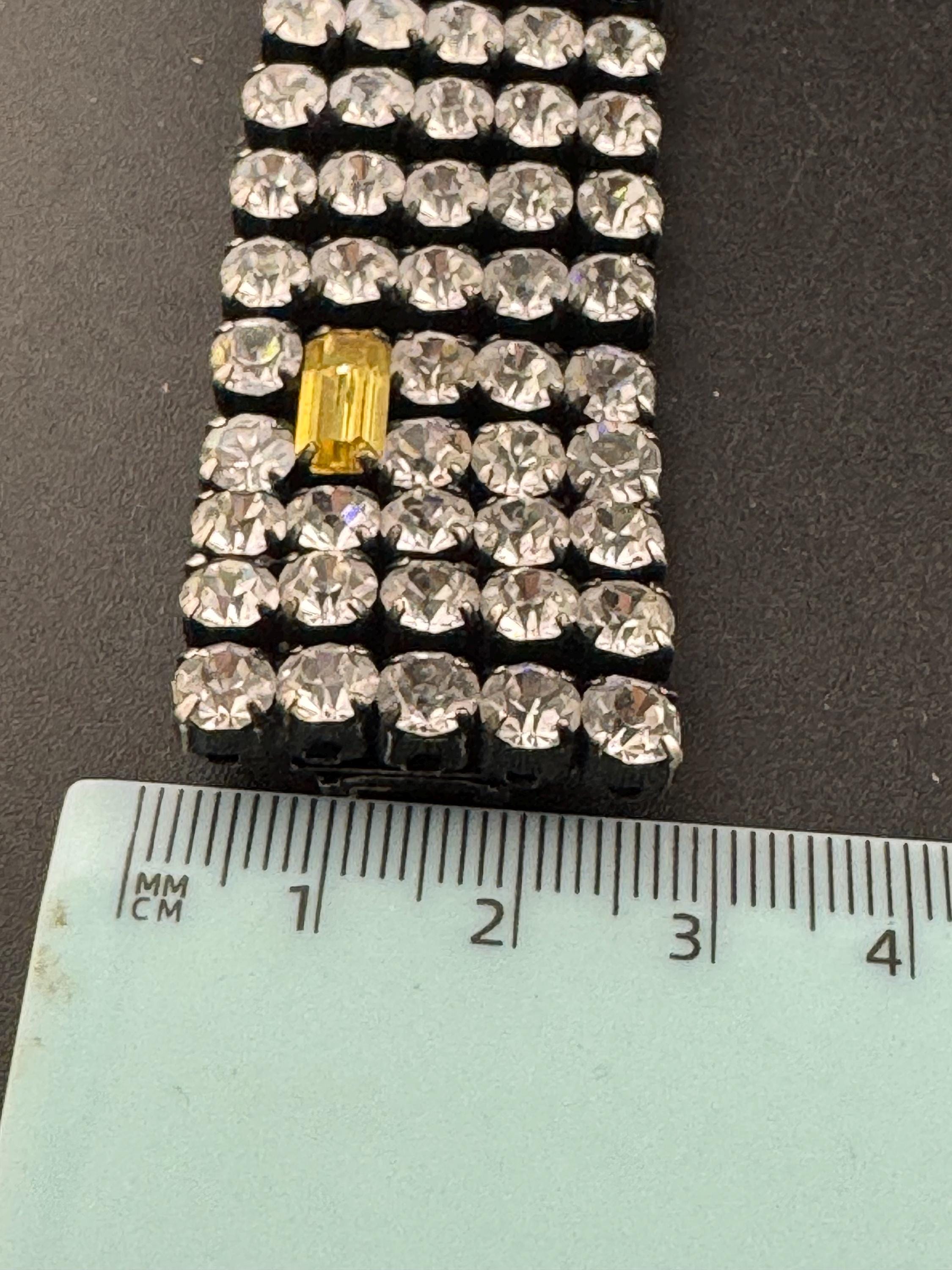 Wide Clear coloured Rhinestone wide Diamanté cocktail Bracelet art Deco style