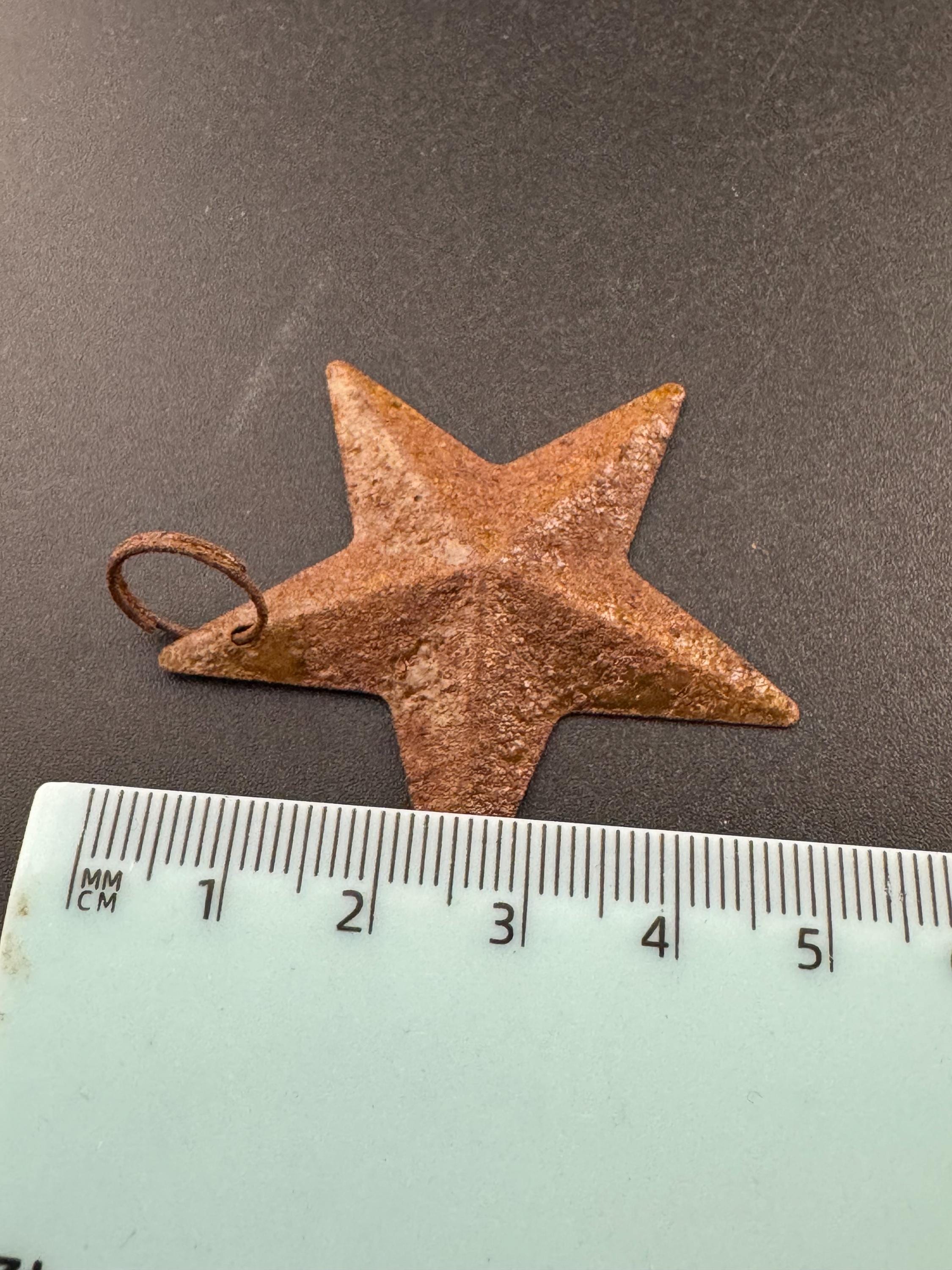 5 Rusty Metal Star Bells: Christmas Rustic Craft Supplies