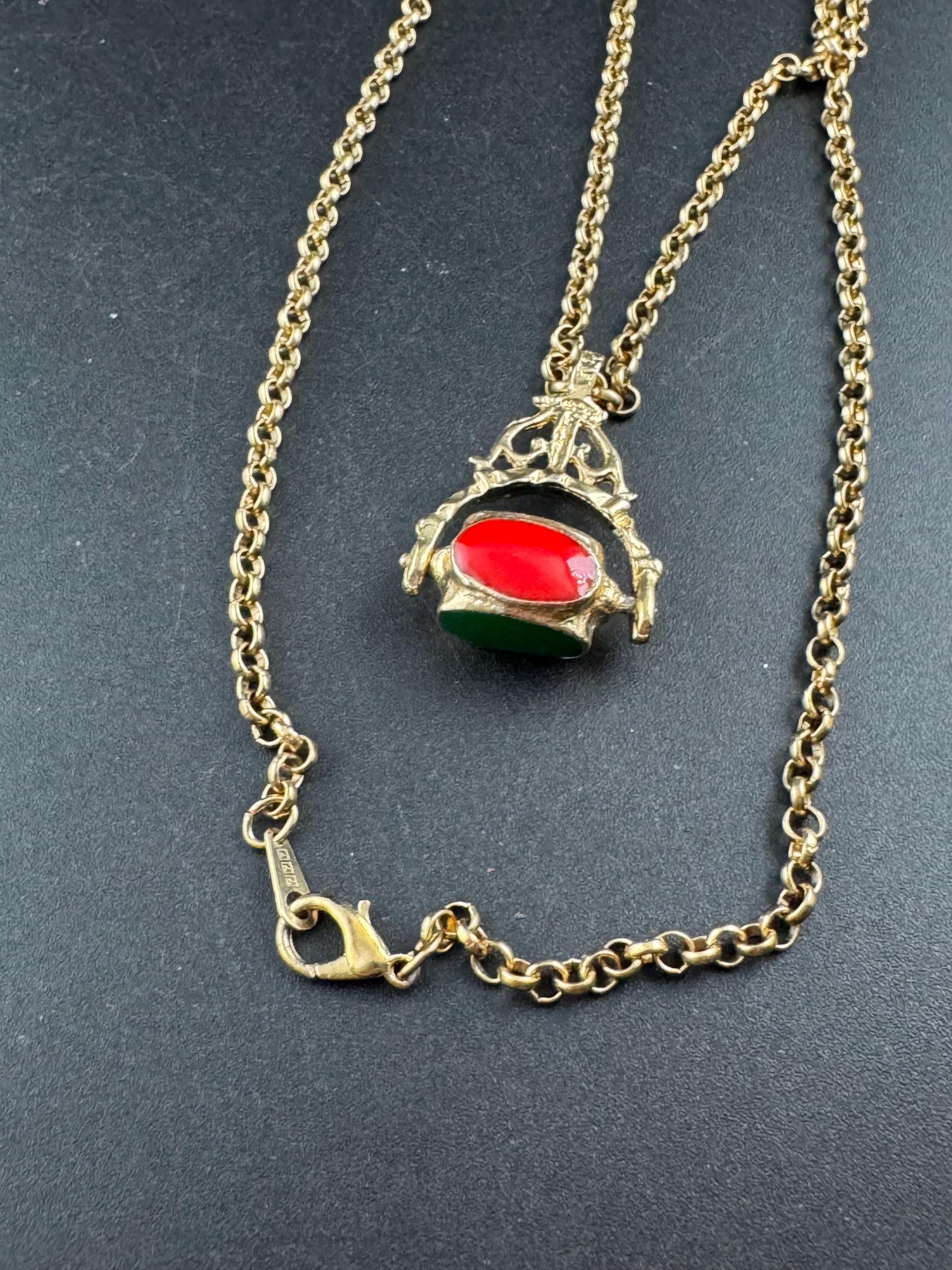 Retro antique style 4 stone spinner key fob charm pendant long chain necklace