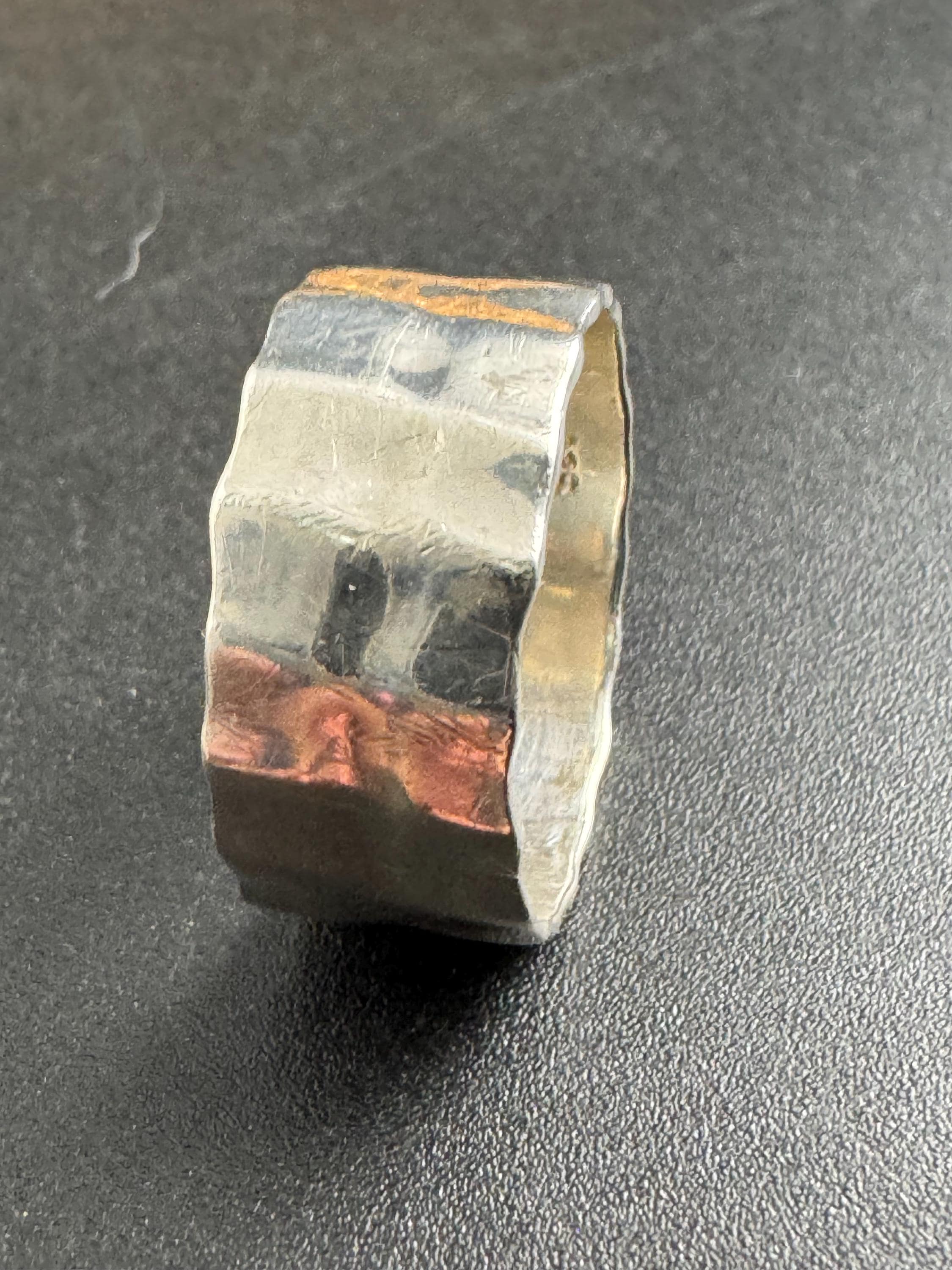 Weighty Size V W Vintage 925 sterling silver modernist brutalist band ring 7.3 grams