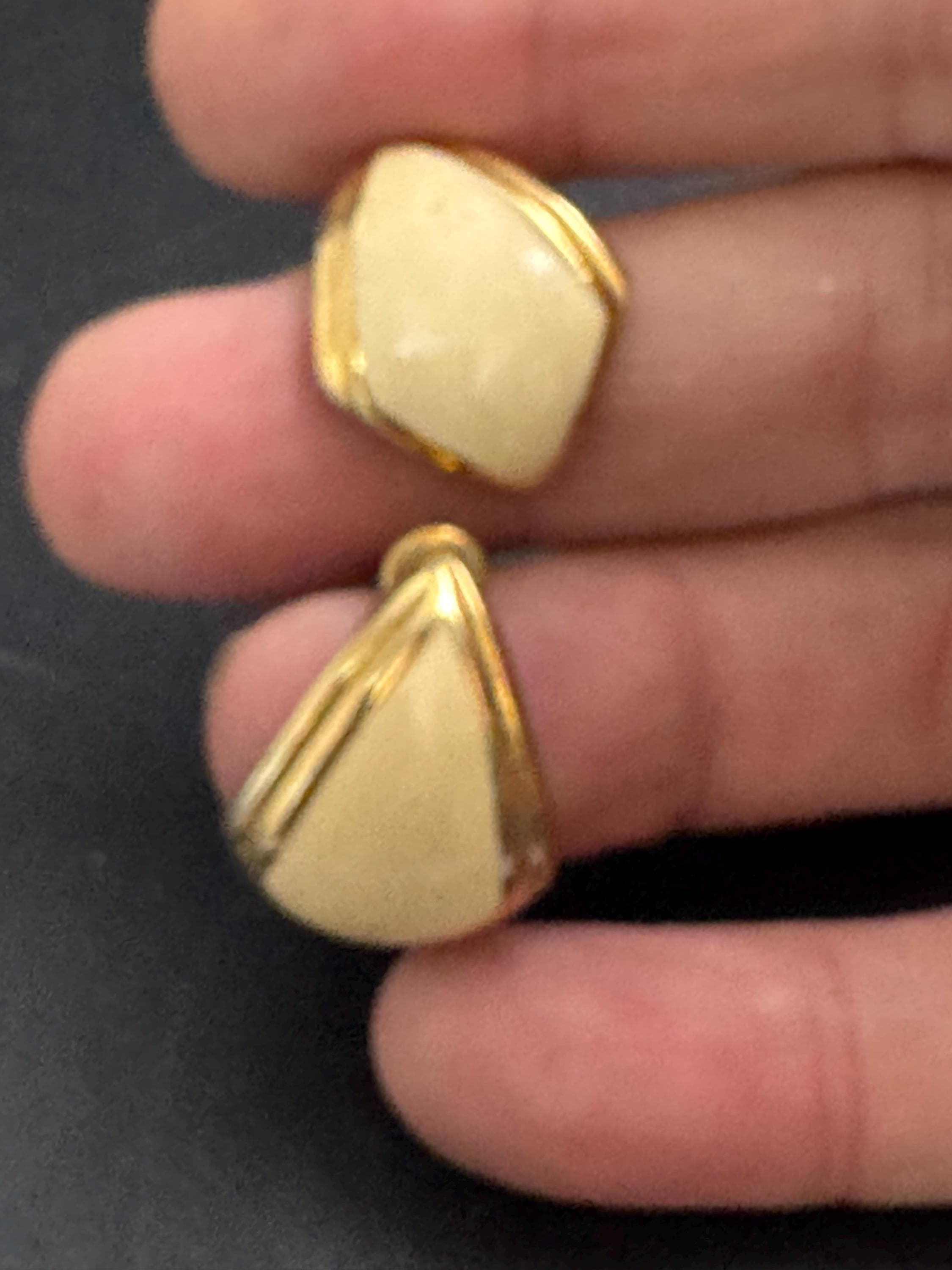 Signed MONET cream enamel pierced earrings, 80s studs