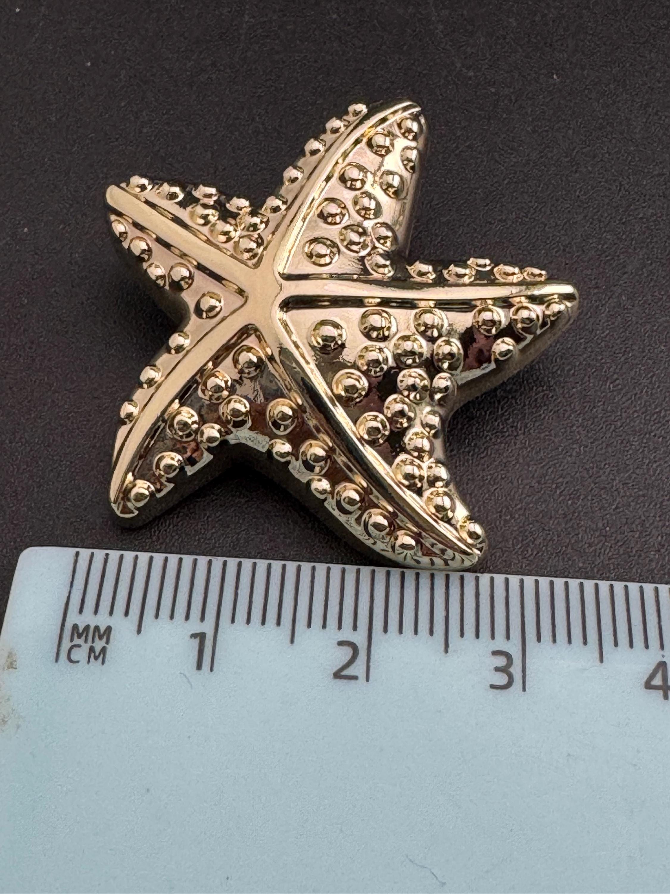 large gold starfish button, 1 piece 38mm nautical range