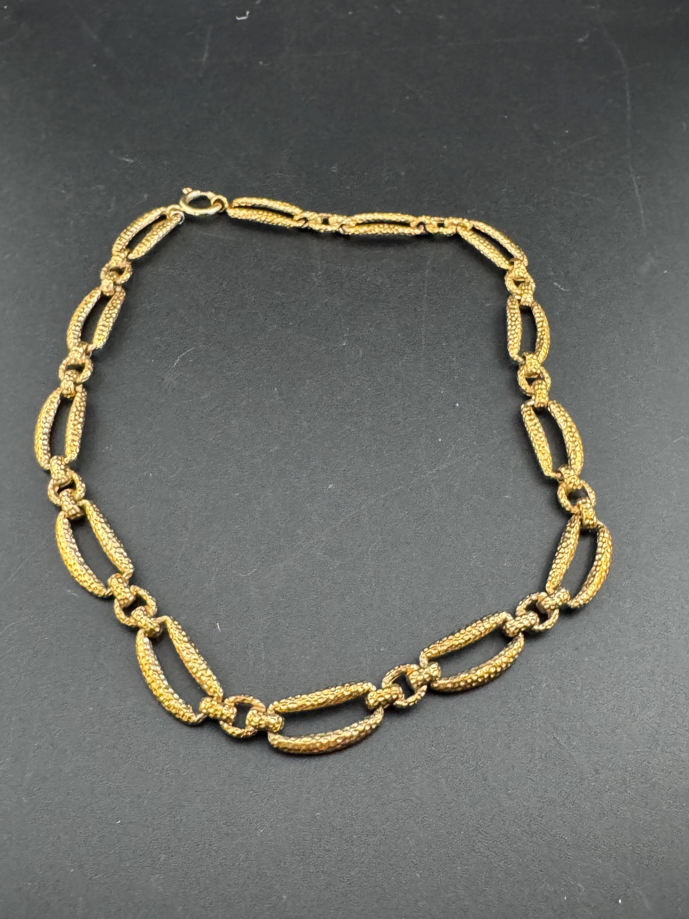 Signed CIRO antique gold tone collar chain necklace