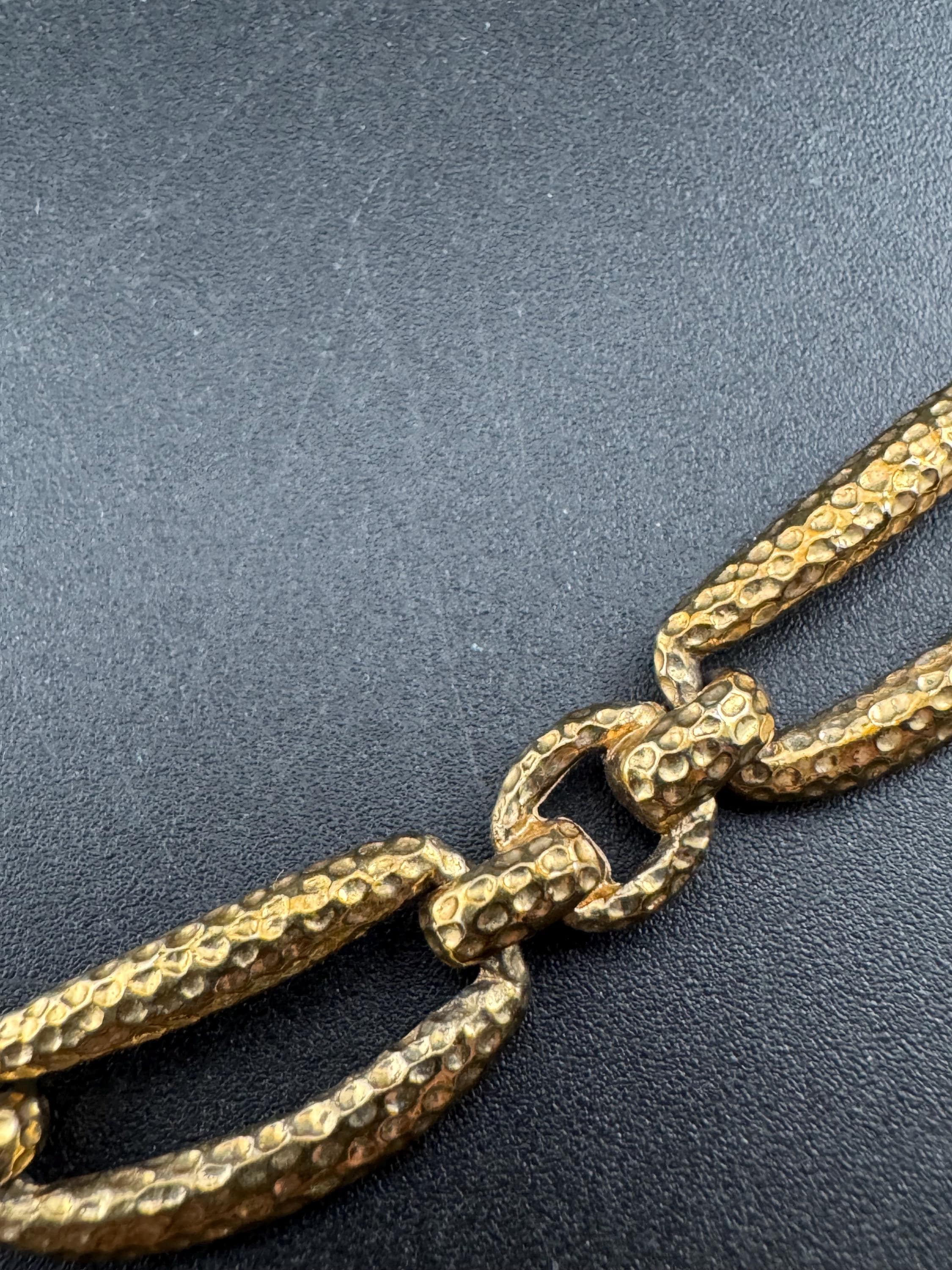 Signed CIRO antique gold tone collar chain necklace