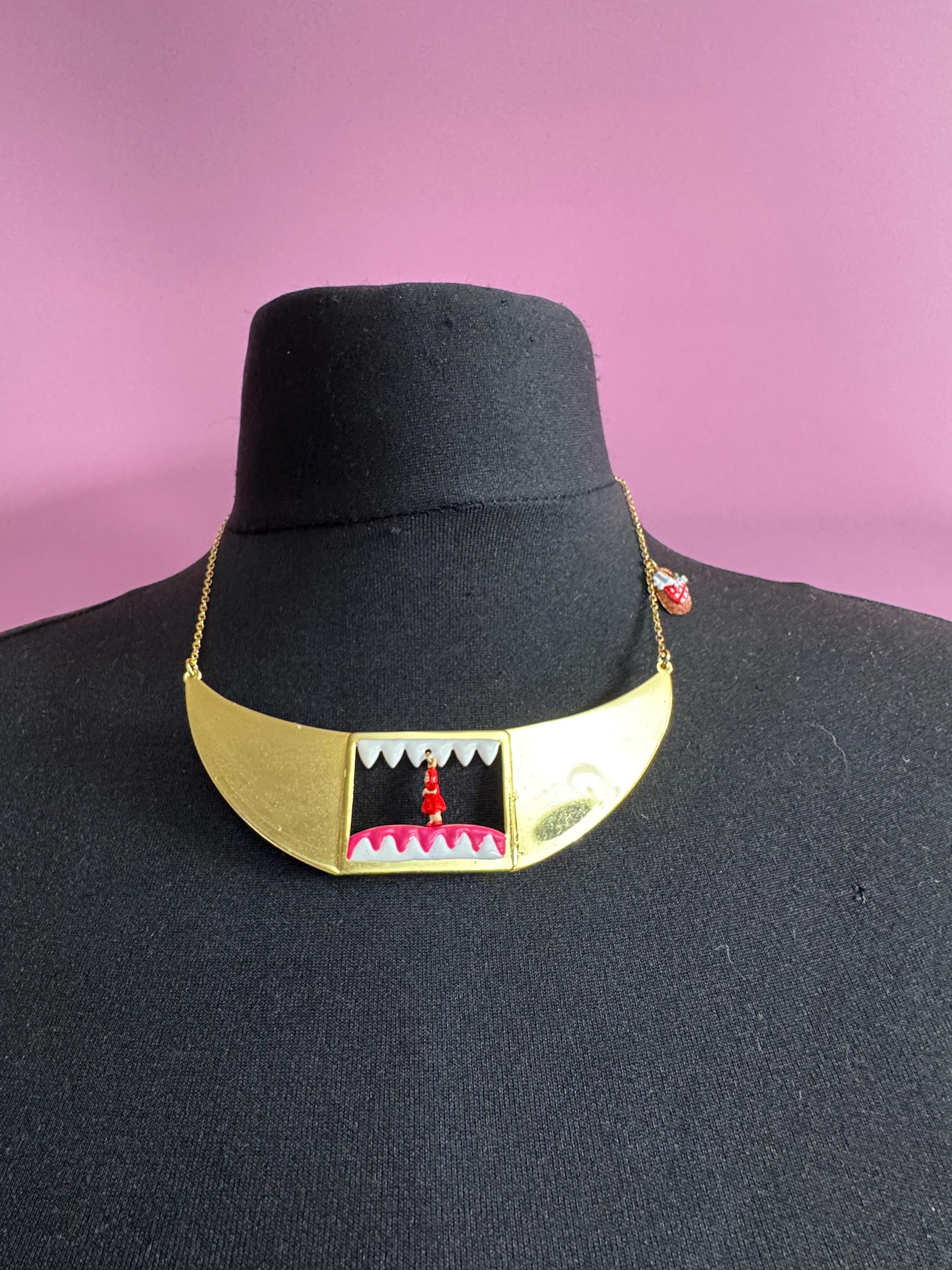 Les Nereides shark mouth novelty gold choker necklace , French designer