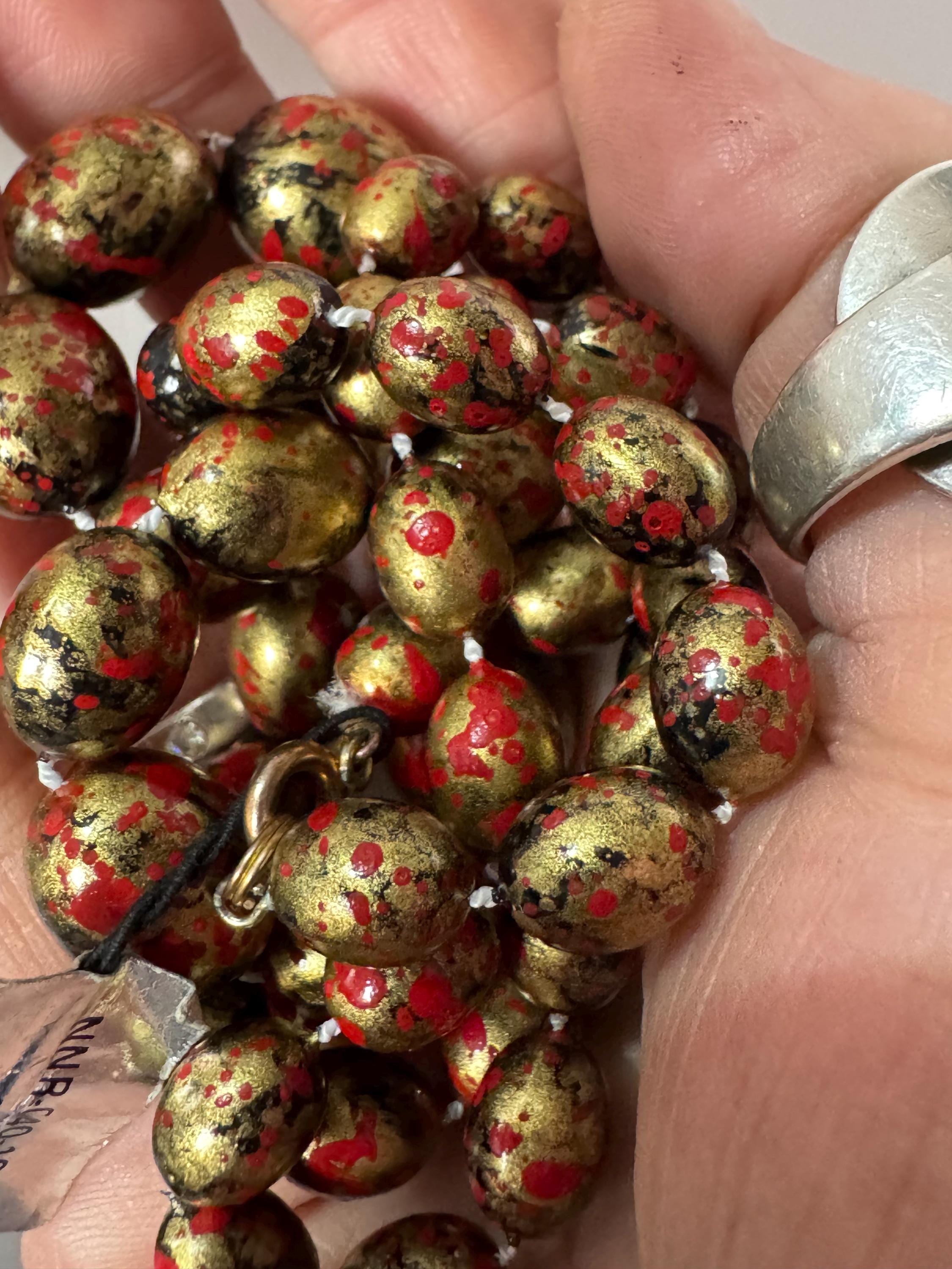 vintage Rochelle black and gold beaded long necklace