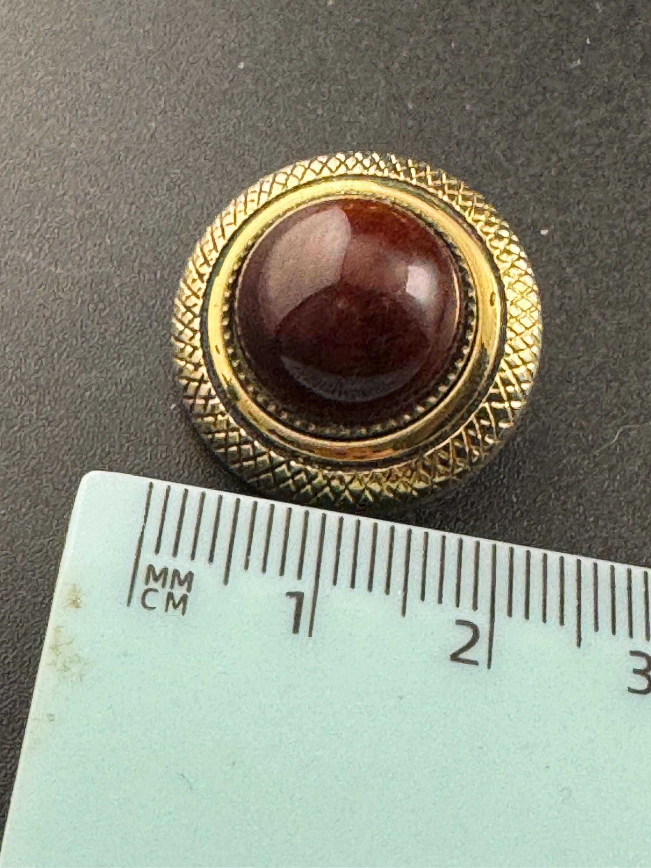 Vintage warm brown acrylic domed stud clip on earrings, gold tone 2cm