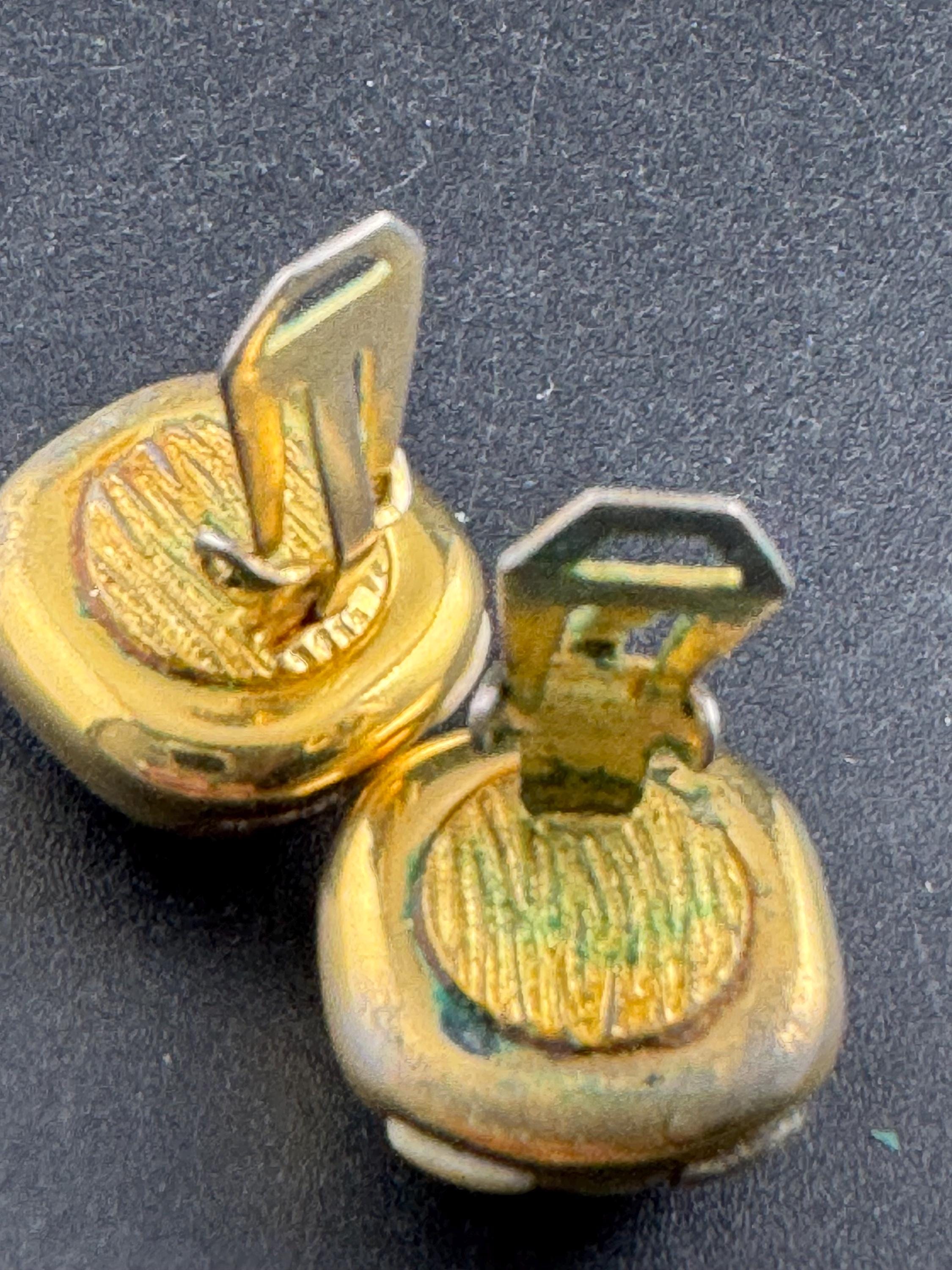 Vintage warm brown cream acrylic  stud clip on earrings, gold tone 1.75cm