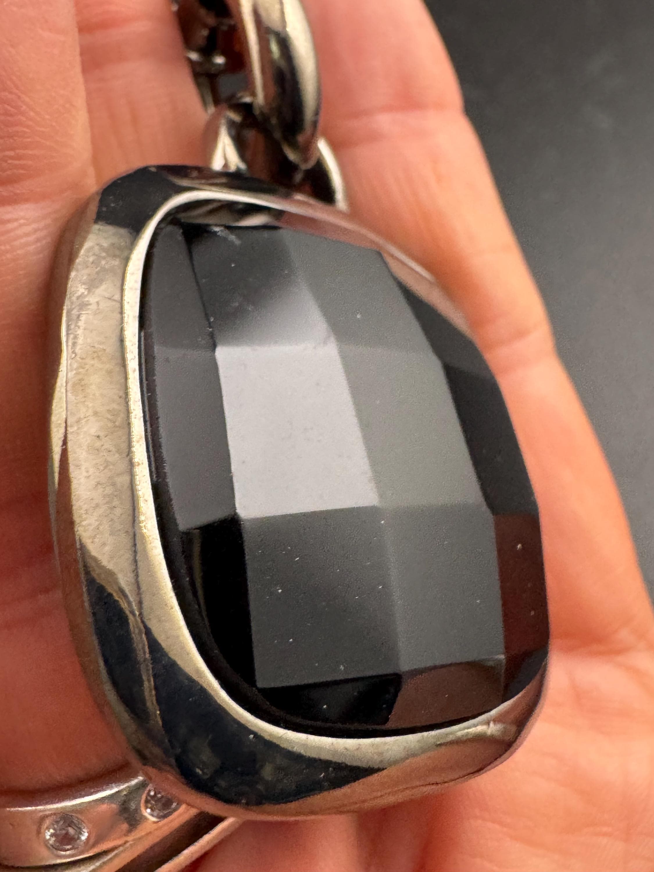 Signed dryberg kern slate grey black large glass pendant, danish designer piece senorita clasp