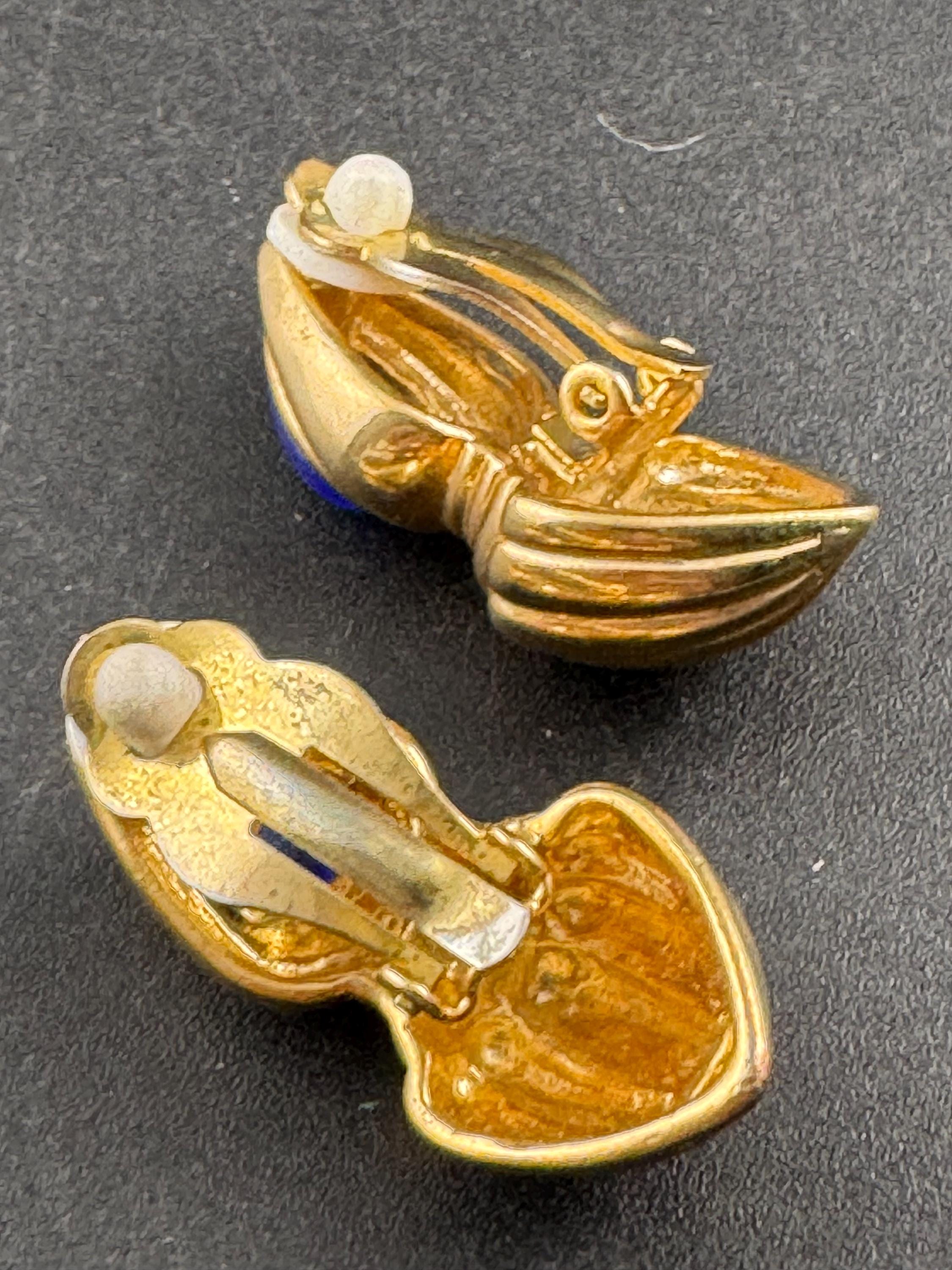 Vintage 1980s cabochon Clip On Earrings: Sapphire Blue Glass Gripoix style