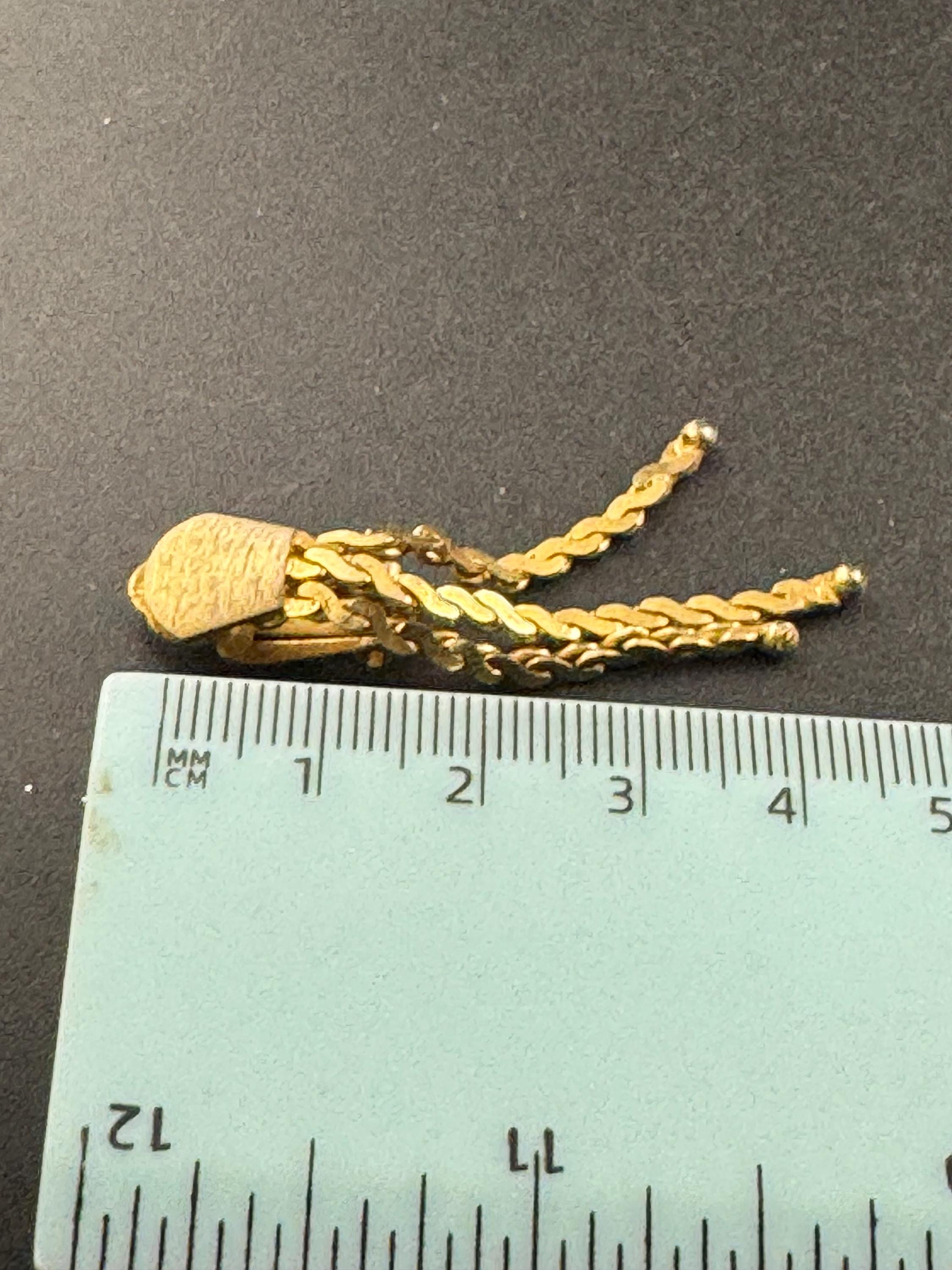 4.5cm Vintage serpentine chain tassel clip on earrings, brushed gold tone