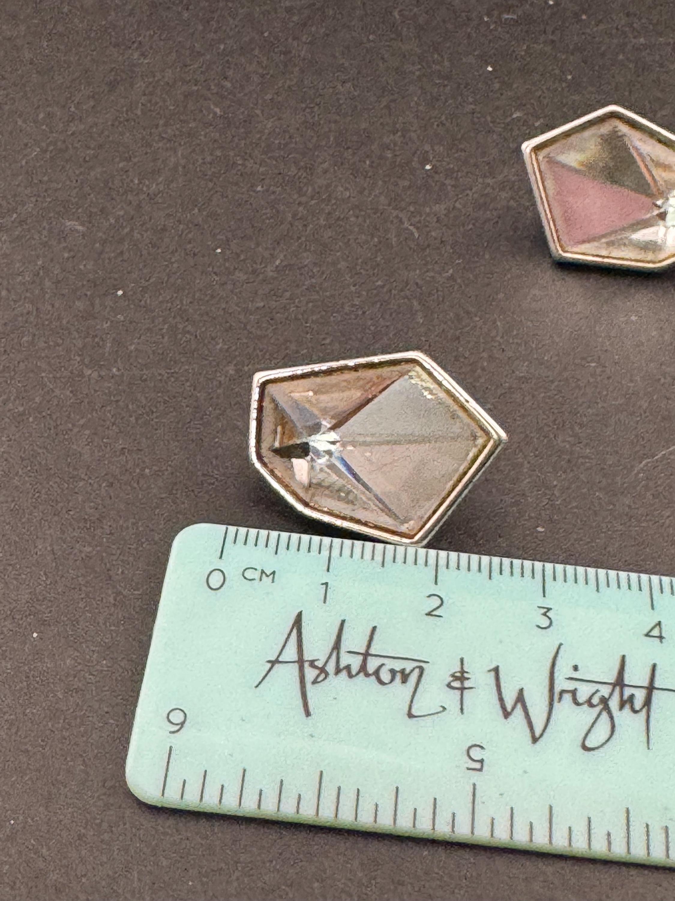 Signed Trifari abstract crystal diamanté silver earrings , pierced ears