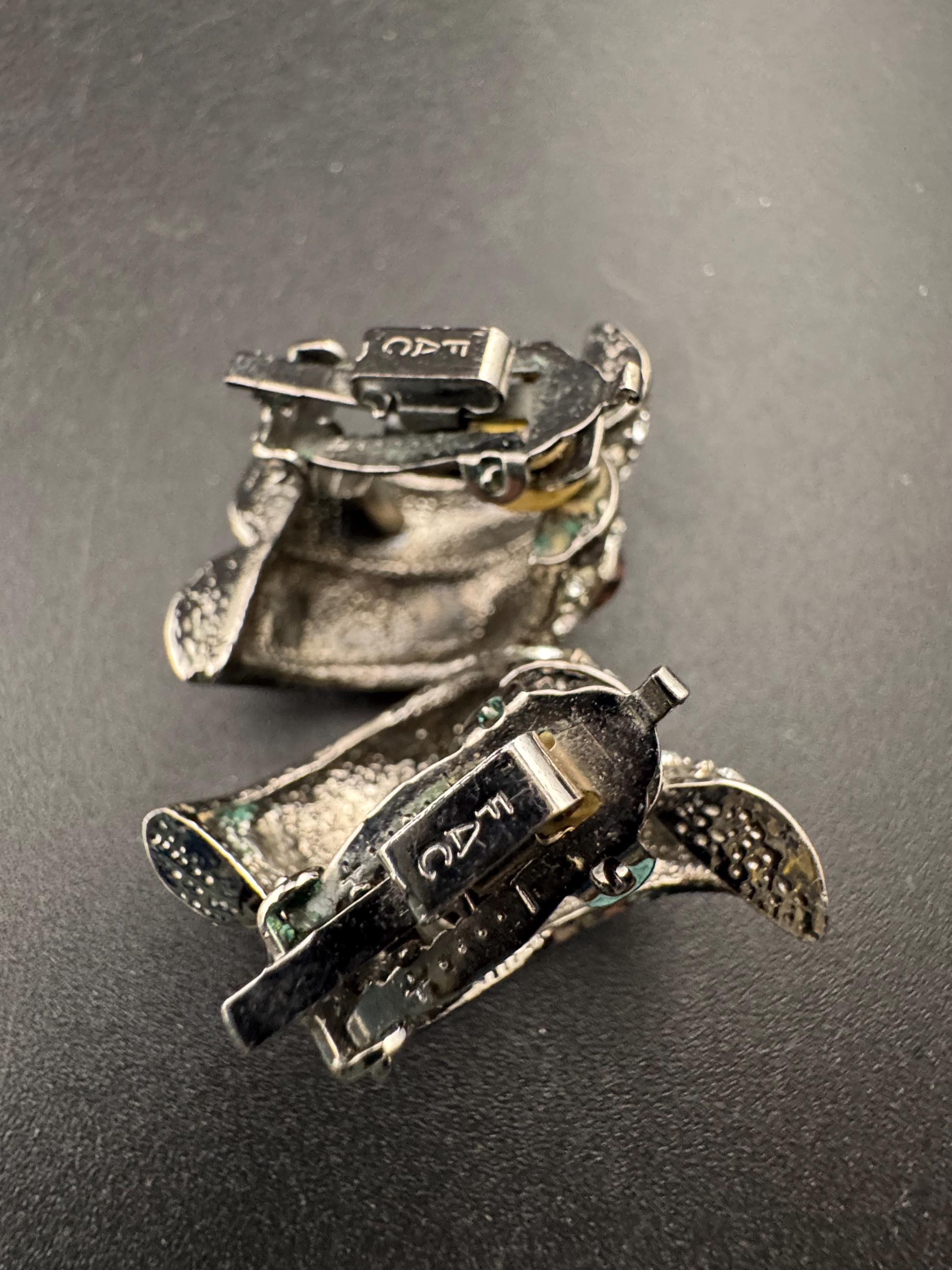 Signed FAC rhinestone half hoop earrings, fifth avenue collection