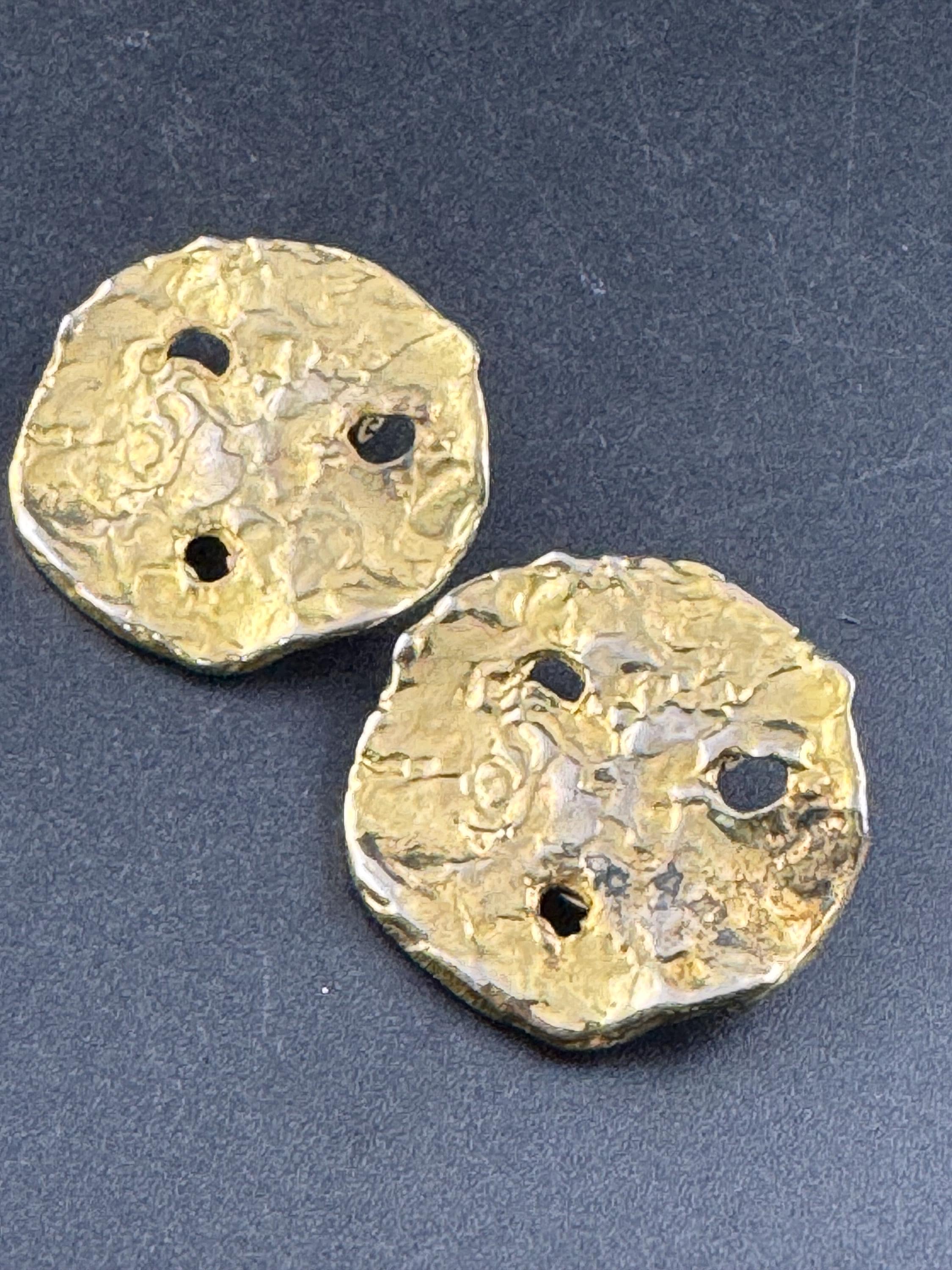 Vintage 3.5cm flat big disc clip on earrings, oversized gold tone