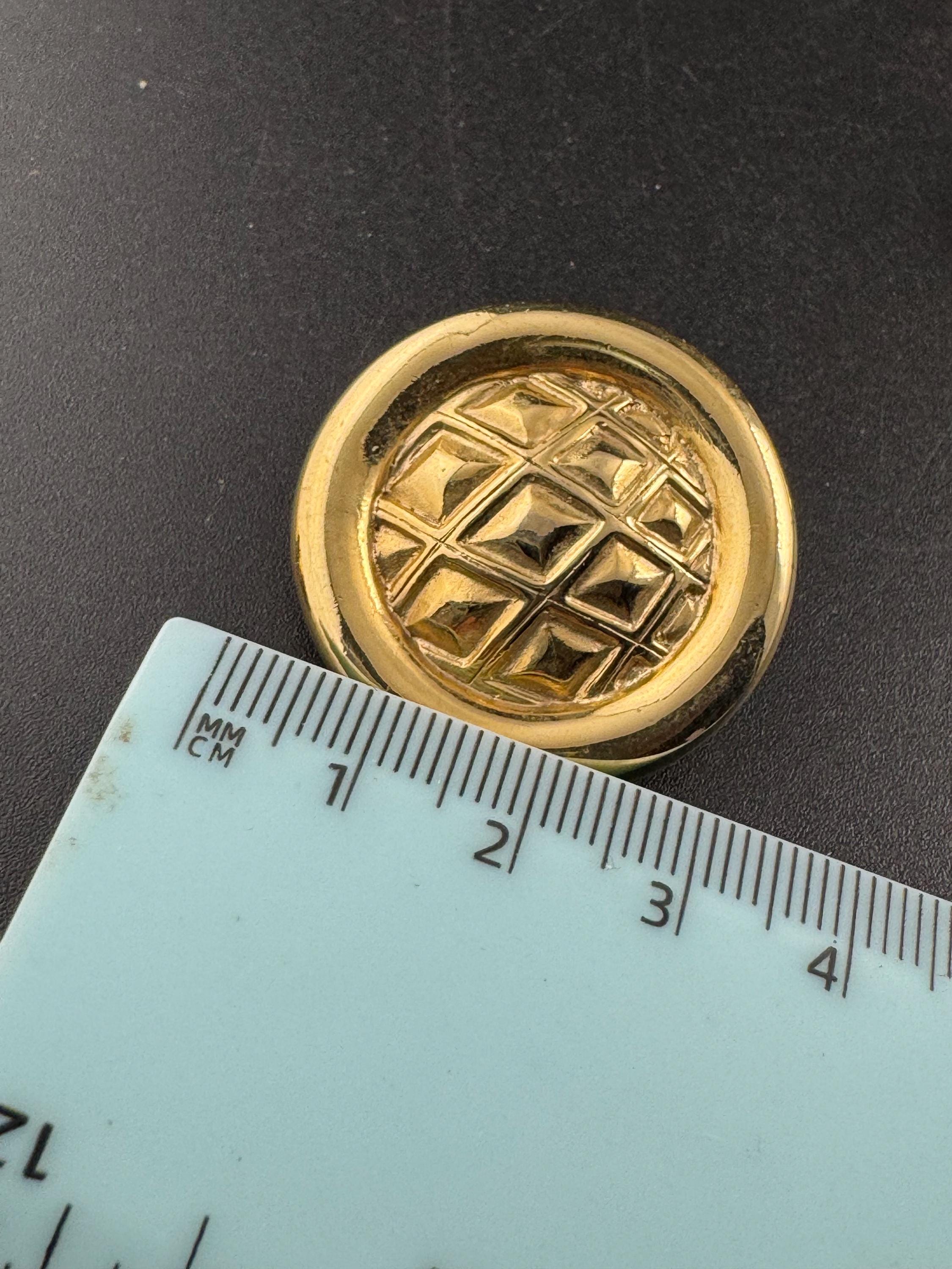 Large 3cm round disc clip on earrings, Vintage gold tone