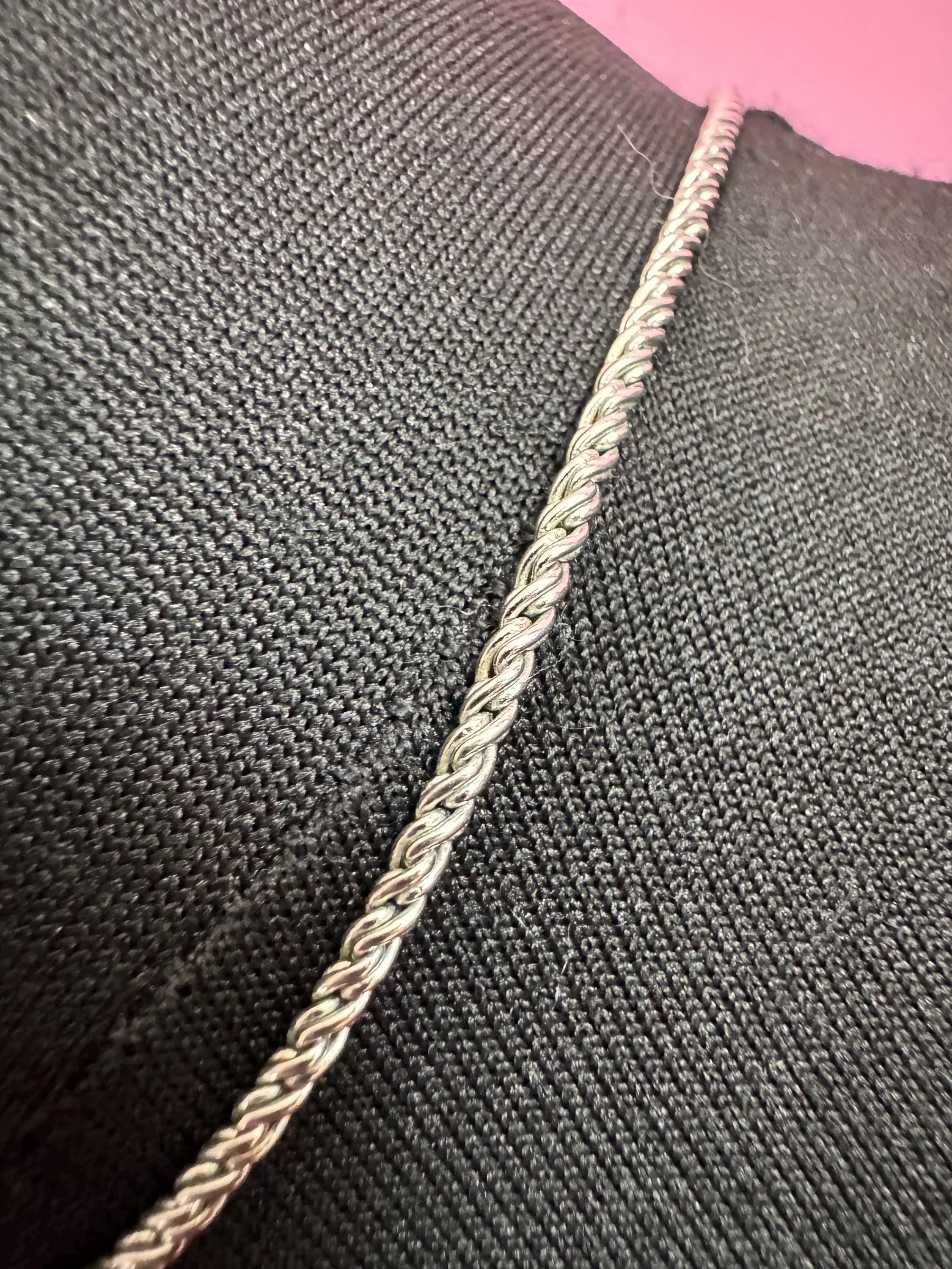 Signed Swarovski silver plated short 41cm rope chain necklace, swan