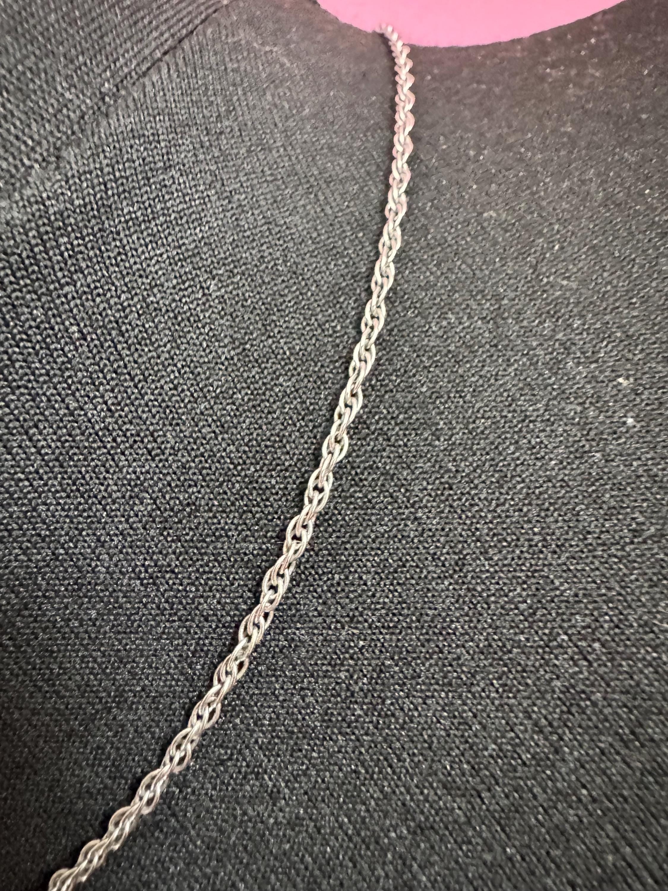 Signed MONET plain fine short silver twisted rope chain necklace 47cm
