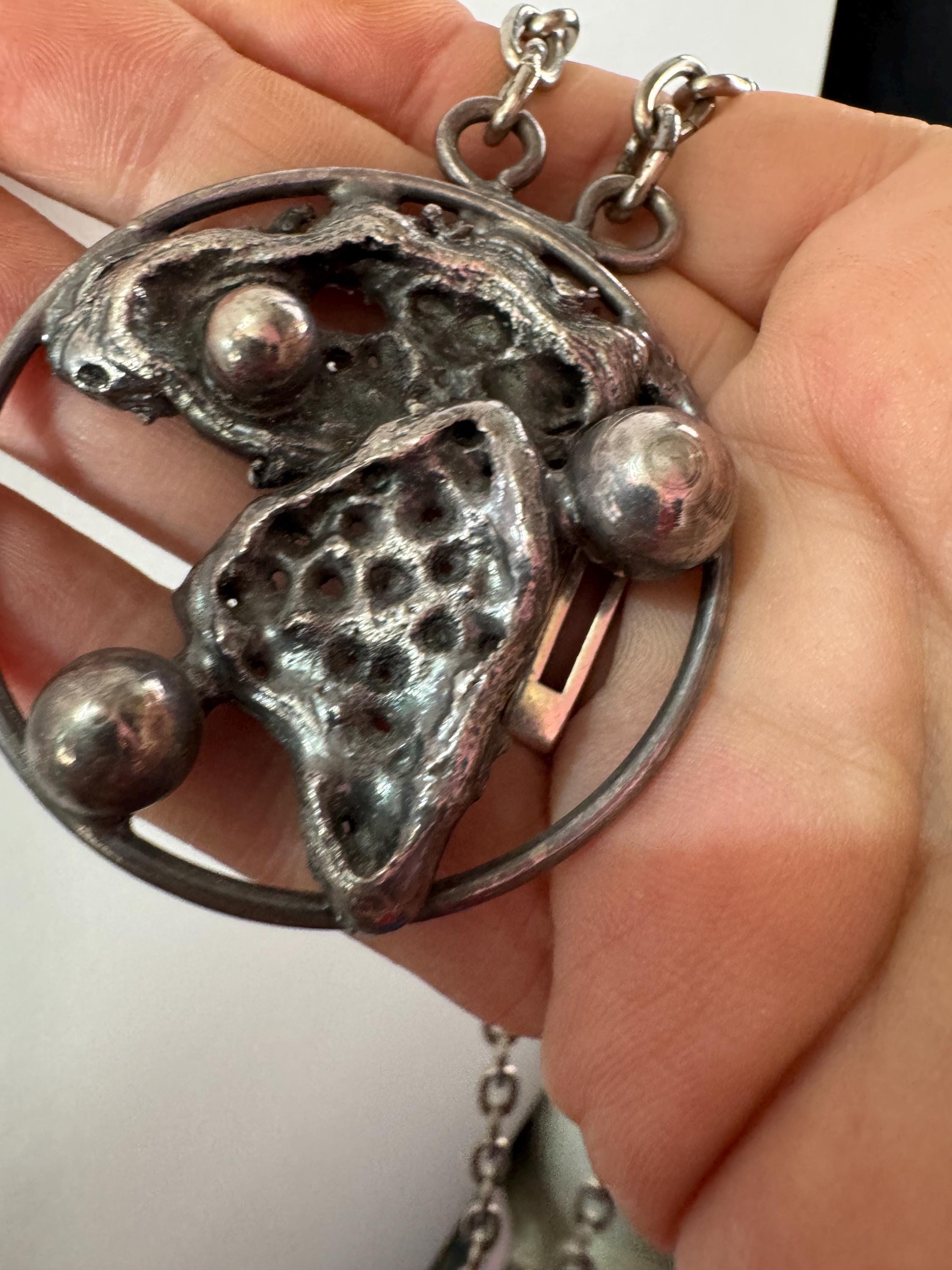 J hull danish brutalist medallion  pendant on a 88cm chain