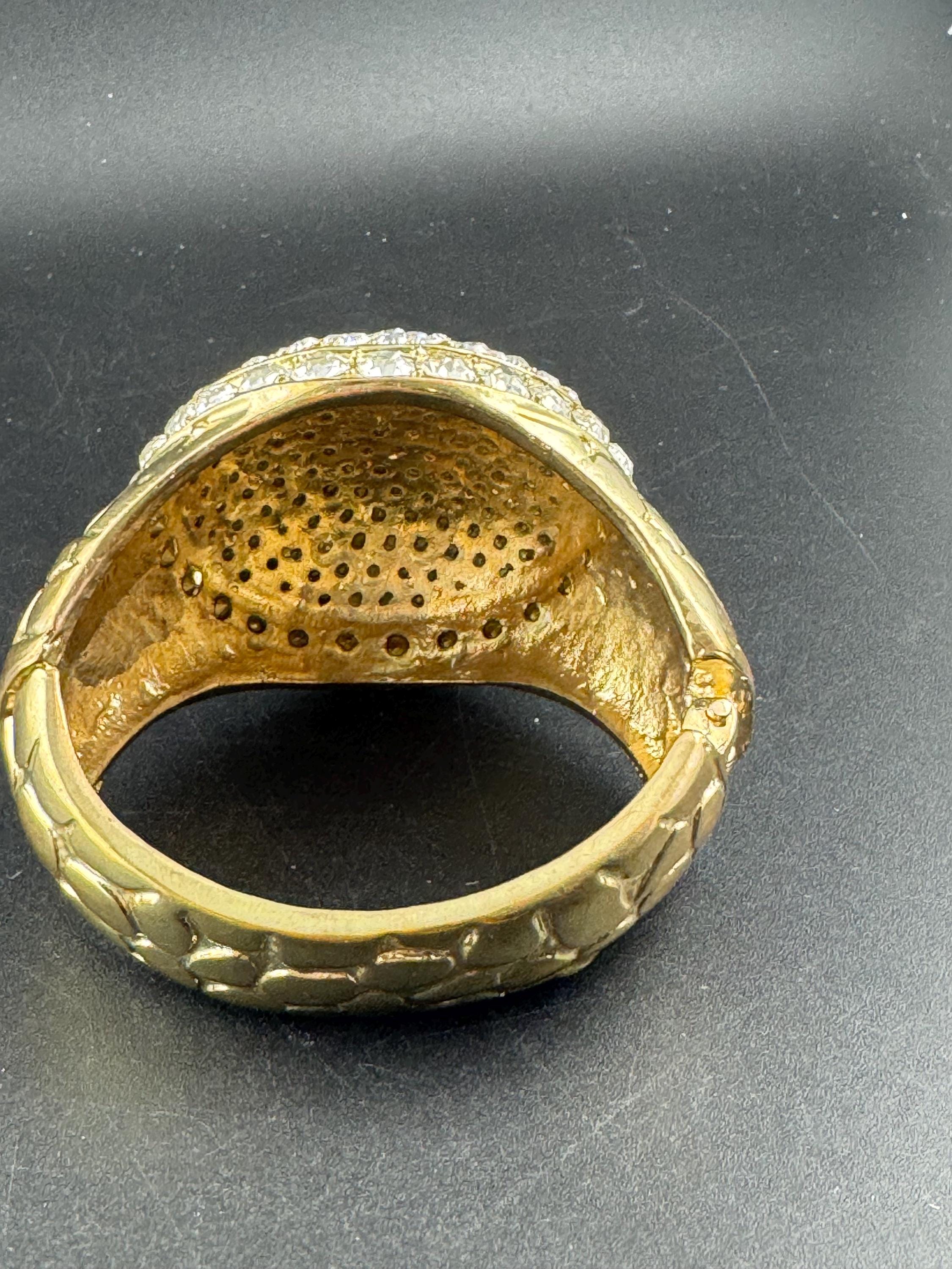 Vintage wide chunky clear diamanté  hinged clamper bangle