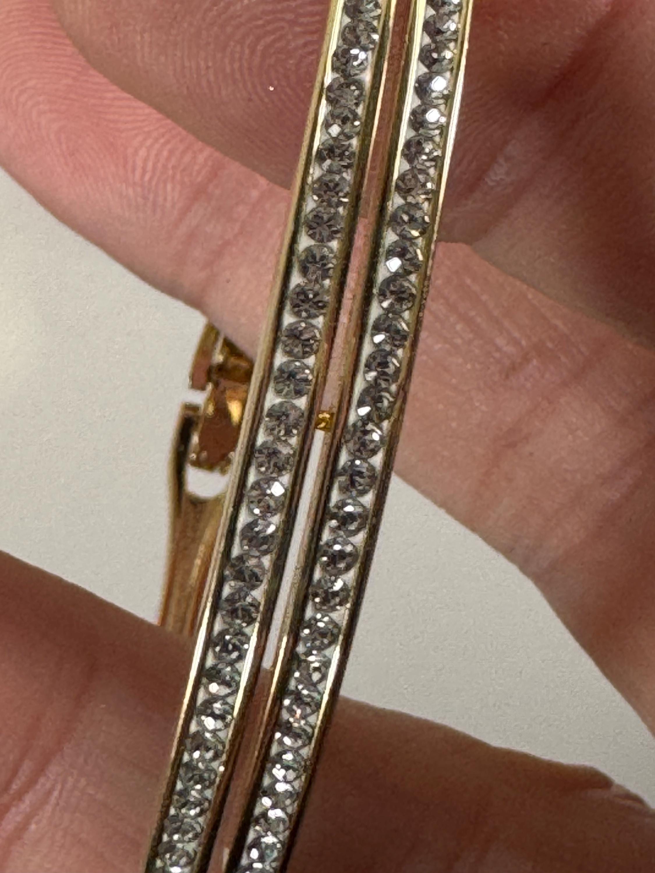 Retro clear diamanté hinged double channel set crystal bangle