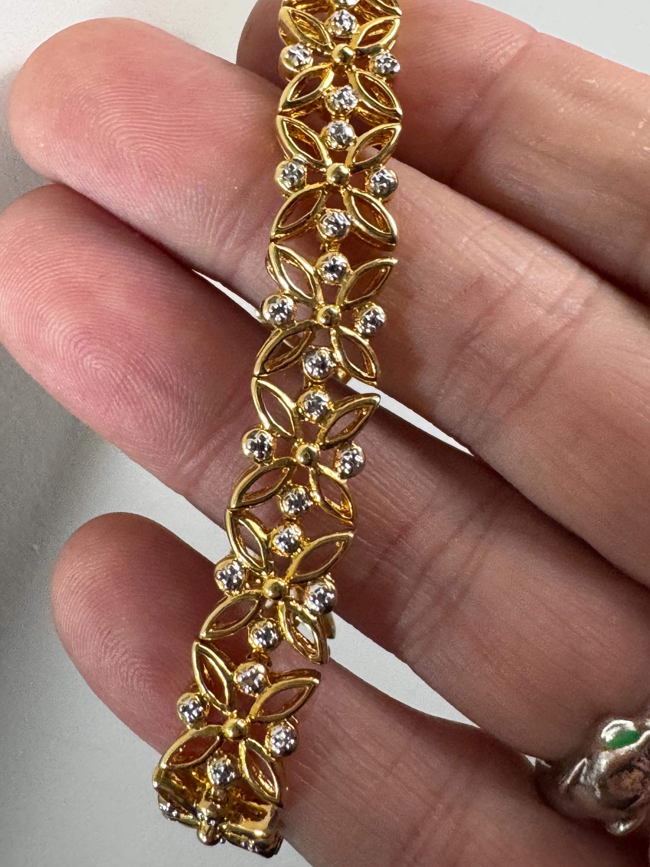 Retro gold and silver tone panel link bracelet 18.5 x 12mm