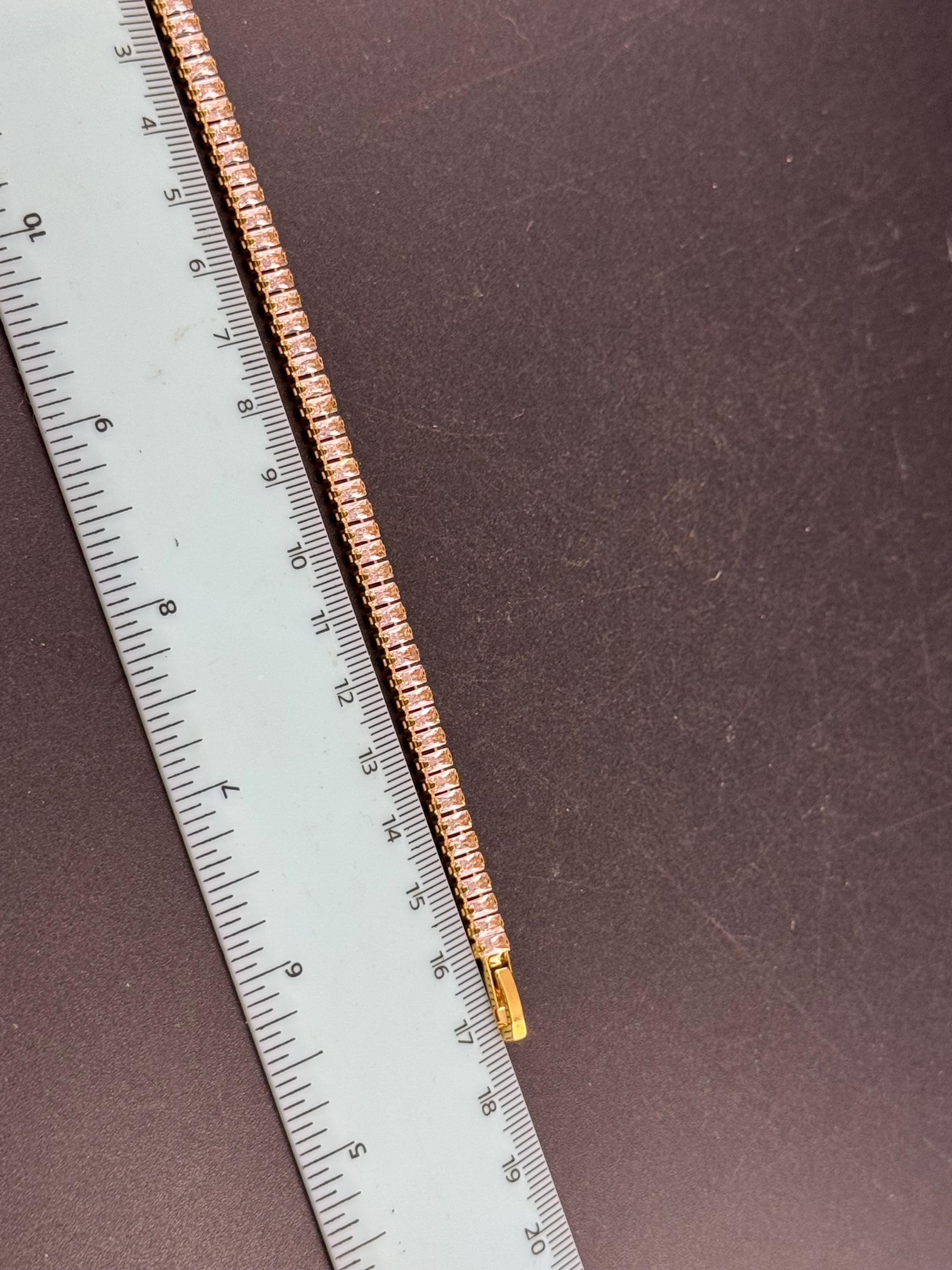 Vintage clear diamanté Crystal Cz gold plated tennis bracelet