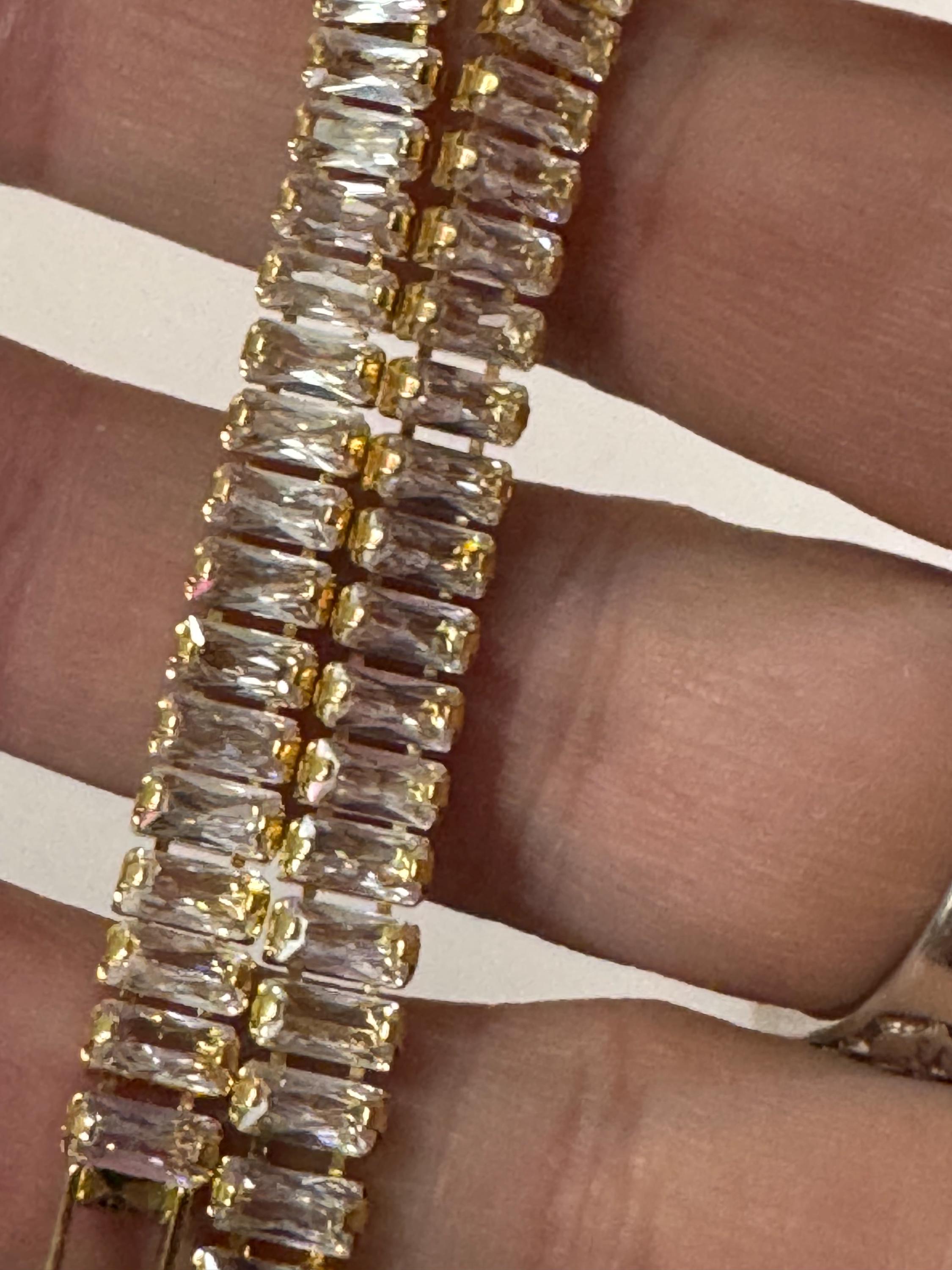 Vintage clear diamanté Crystal Cz gold plated tennis bracelet