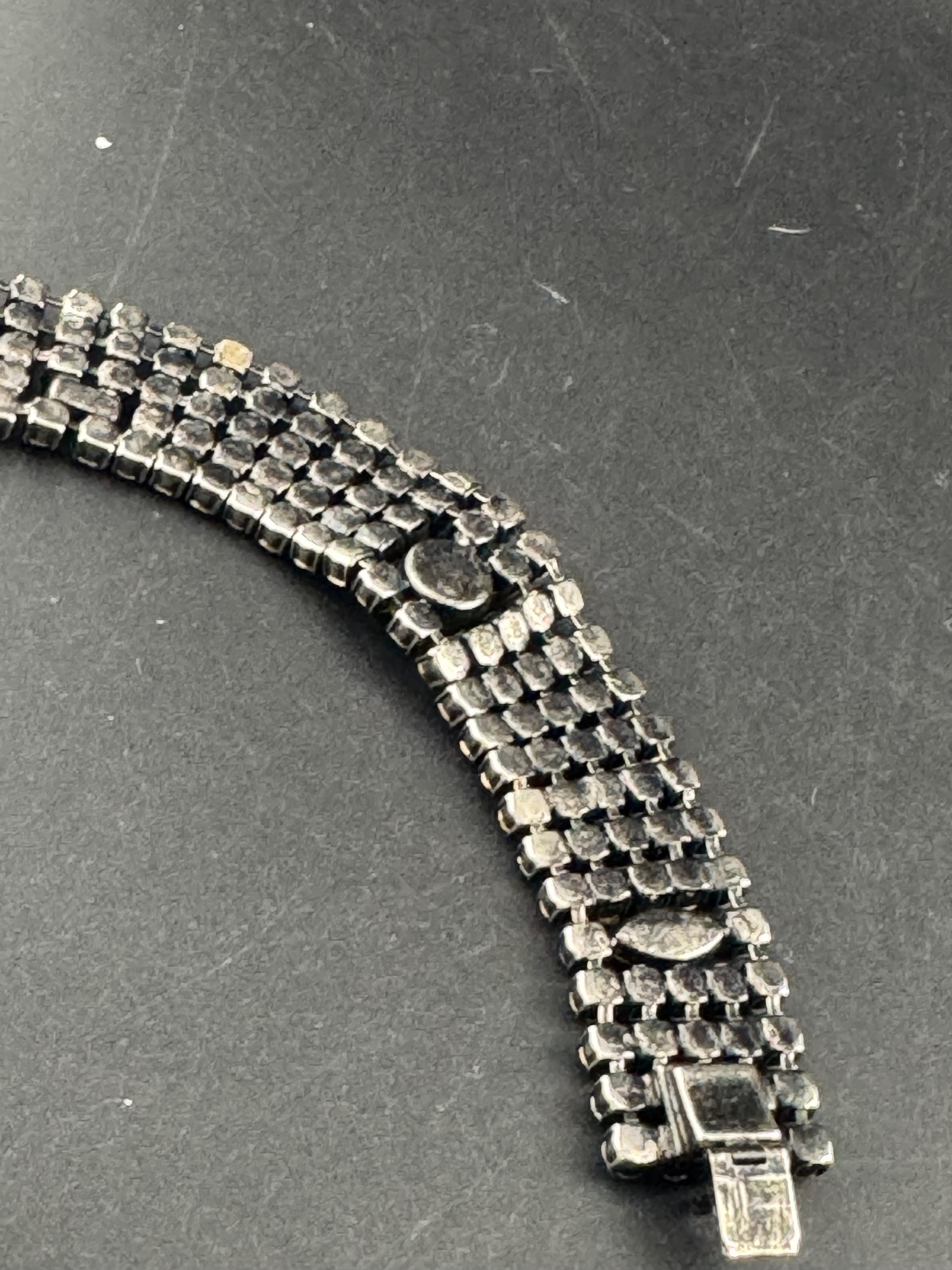 Wide Clear coloured Rhinestone wide Diamanté cocktail Bracelet art Deco style