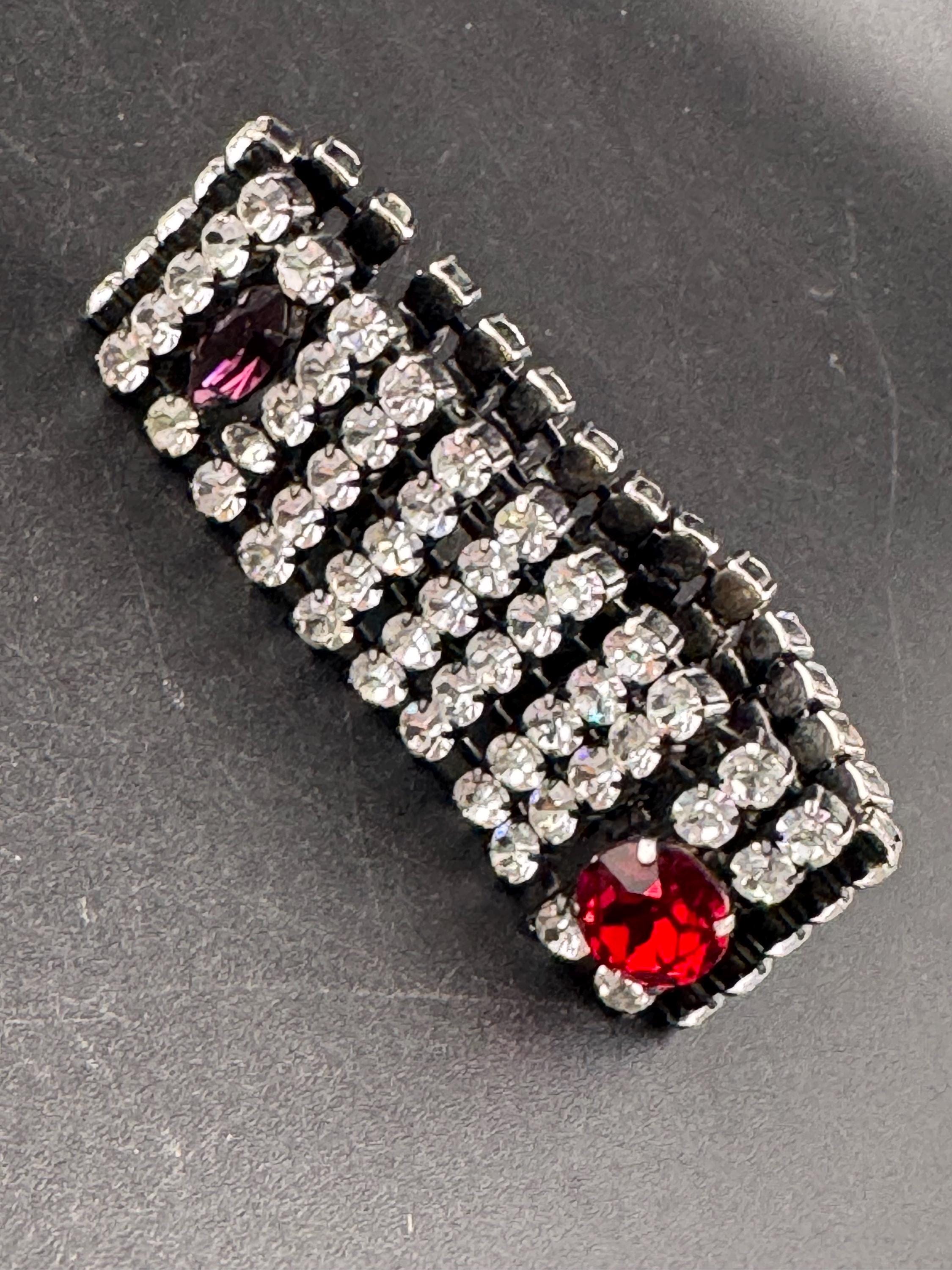 Wide Clear coloured Rhinestone wide Diamanté cocktail Bracelet art Deco style