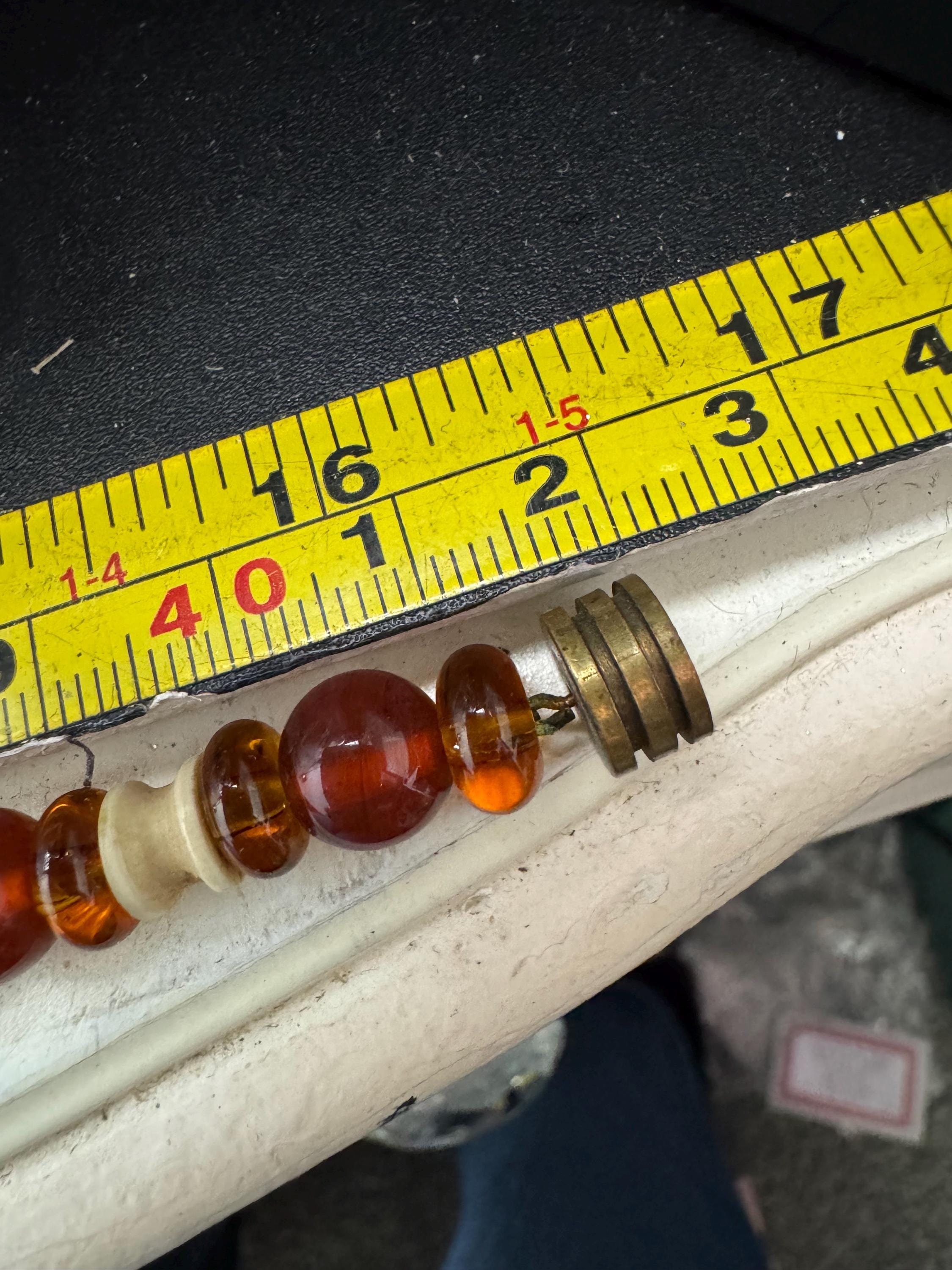 antique Louis rousselet brown cream beaded collar necklace , uv reactive