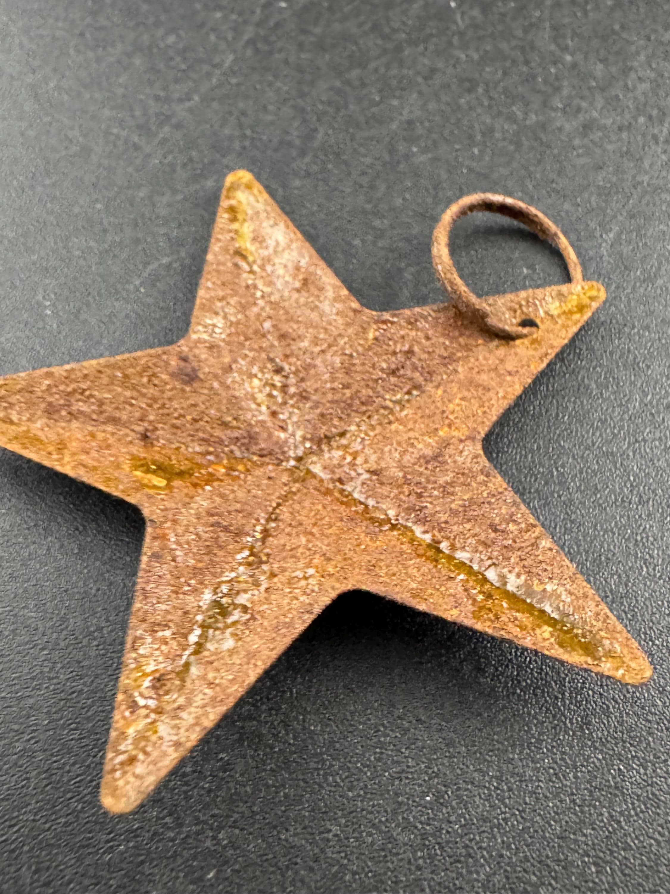 5 Rusty Metal Star Bells: Christmas Rustic Craft Supplies