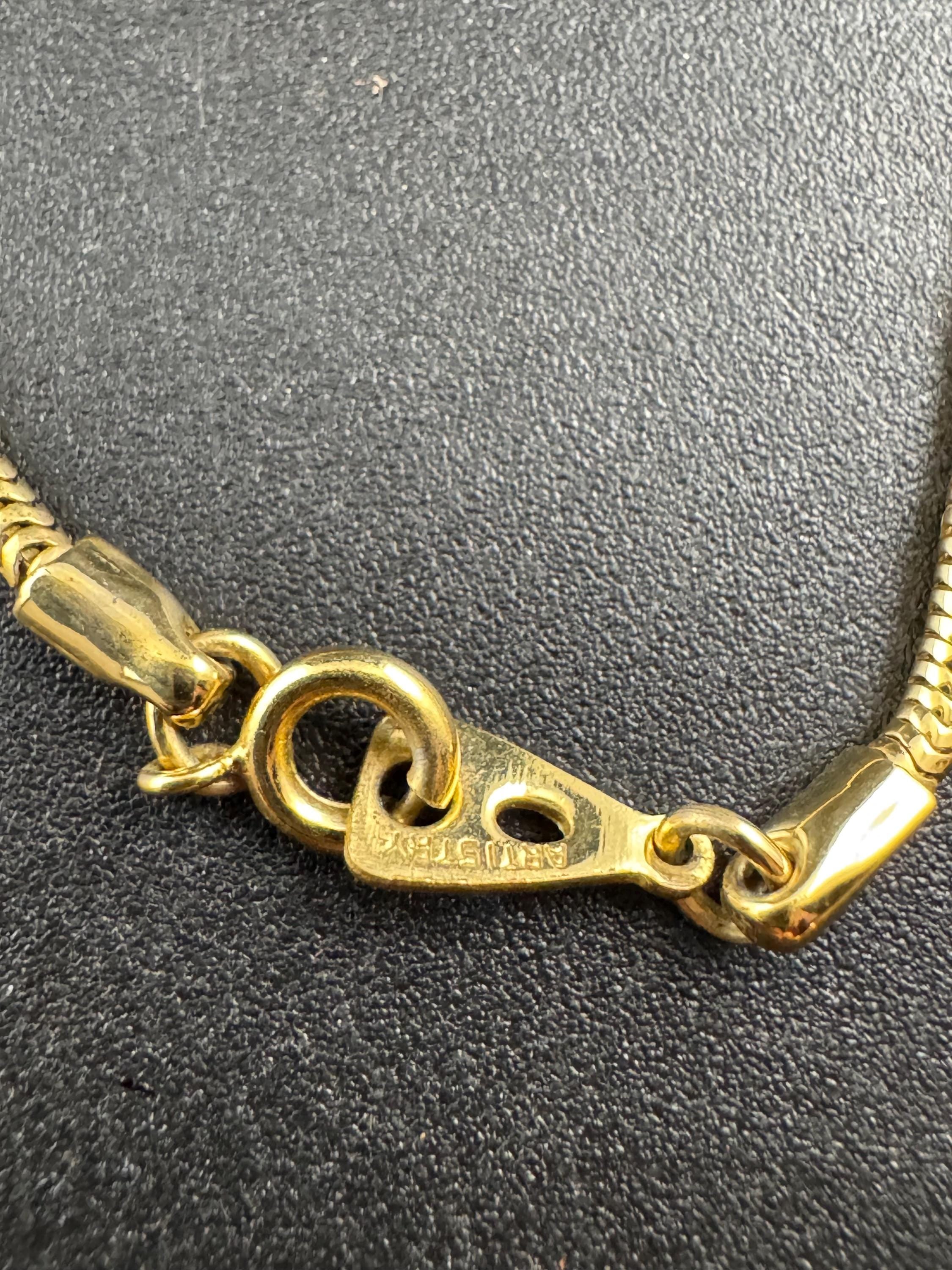 Vintage gold snake chain lariat drop necklace, signed artistry