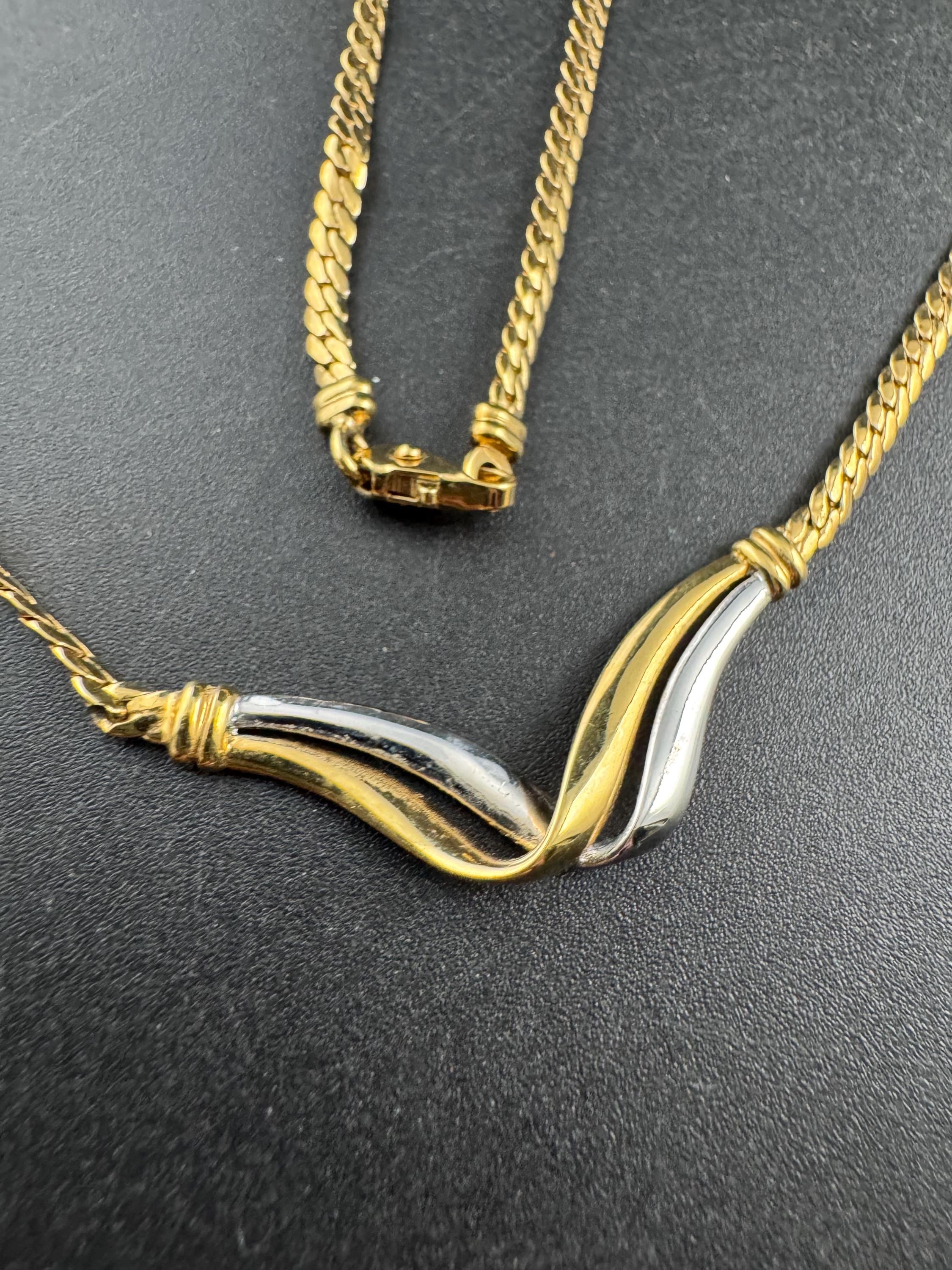 Dainty gold silver tone flat link chain necklace 40cm