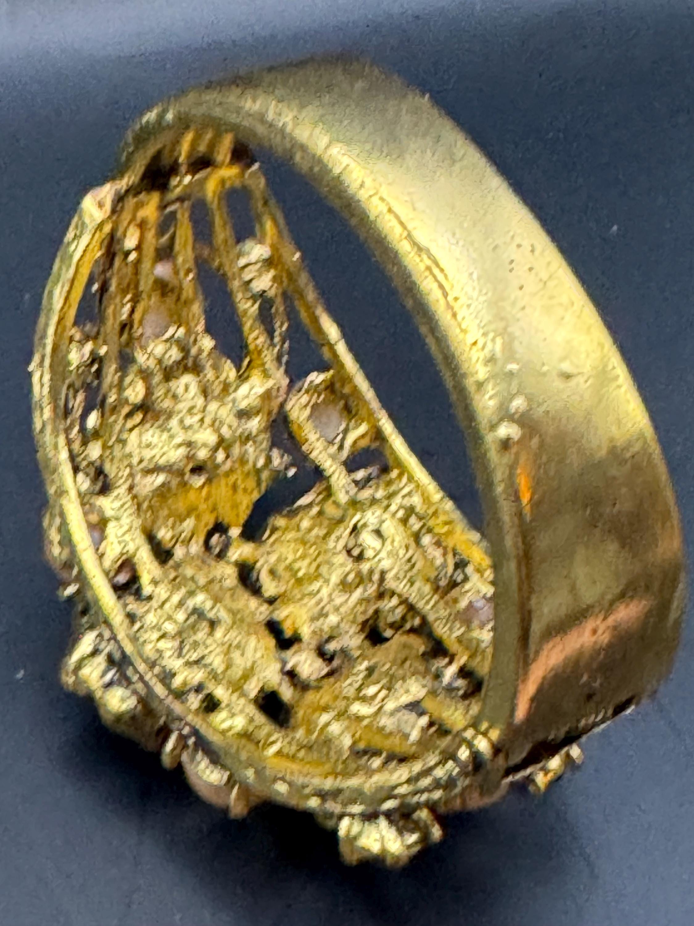 Retro pink pearl and brown rhinestone Clamper Bangle, antique gold tone Bracelet.