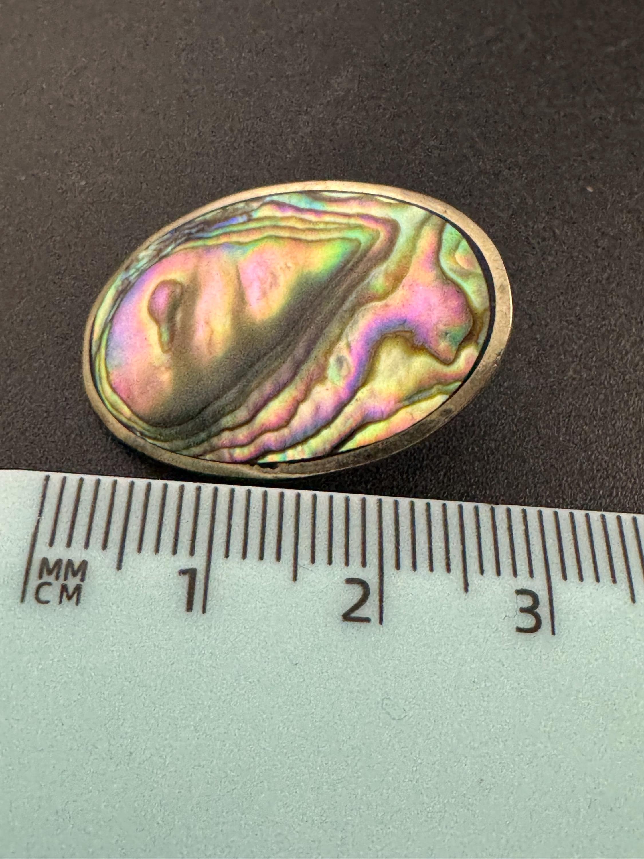 Vintage Alra Mexico silver abalone shell oversized oval earrings, clip on