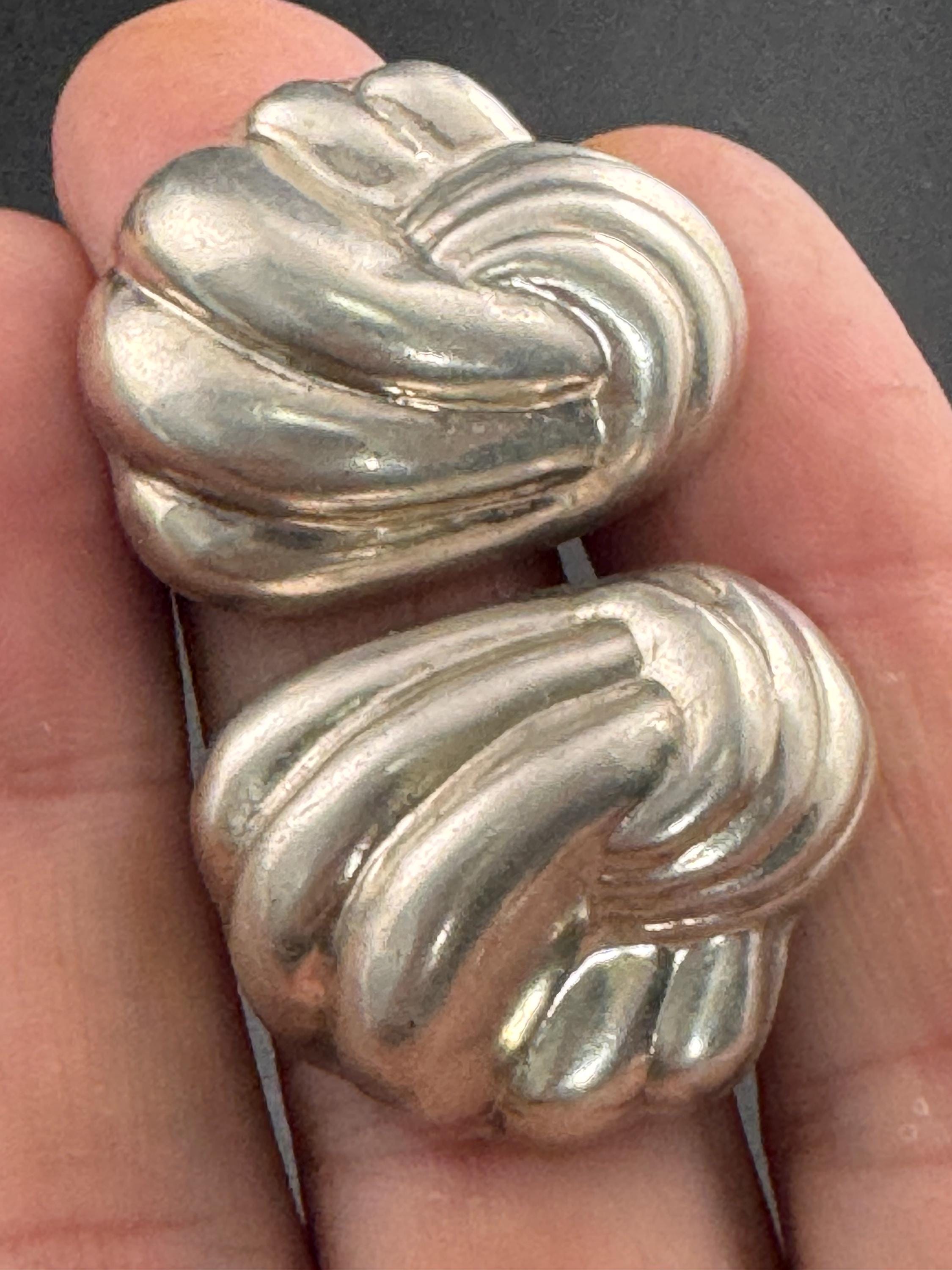 Large 925 sterling silver oversized modernist stud earrings for pierced ears, hollow