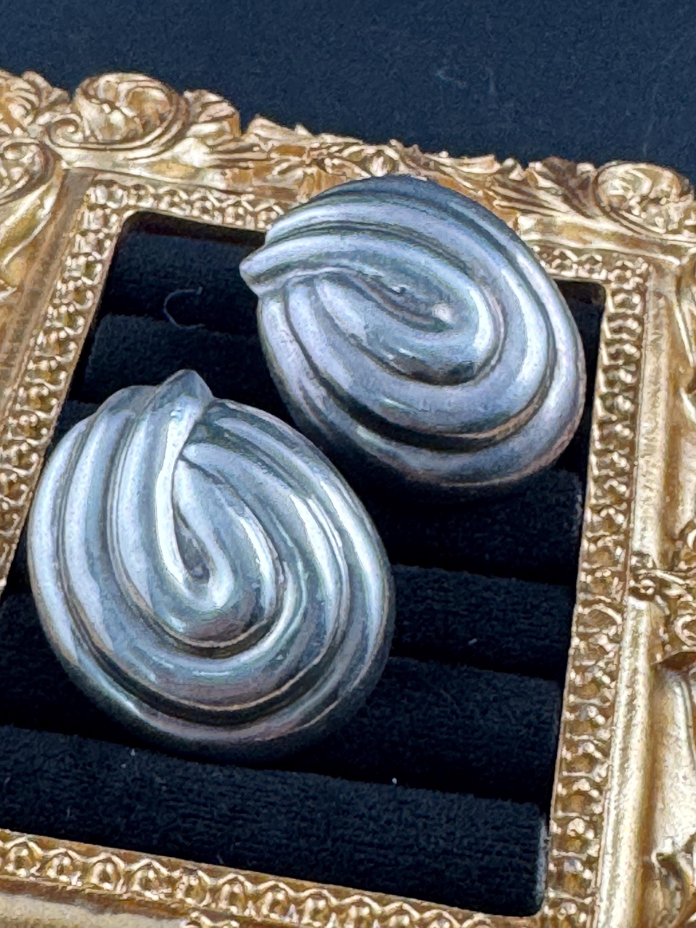 Large 925 sterling silver oversized modernist stud earrings for pierced ears, hollow