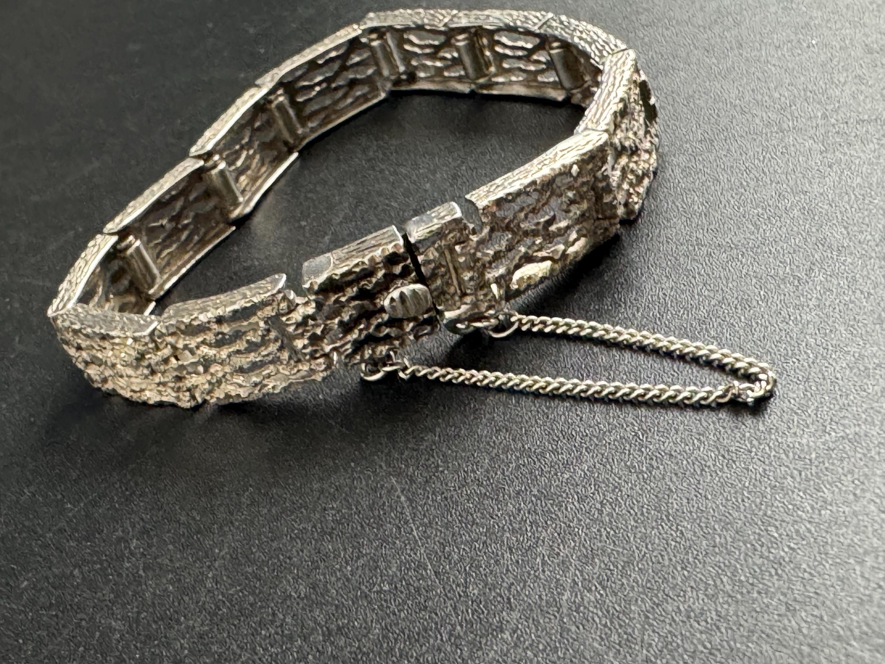 Retro 1970s 925 Sterling silver silver brutalist panel bracelet