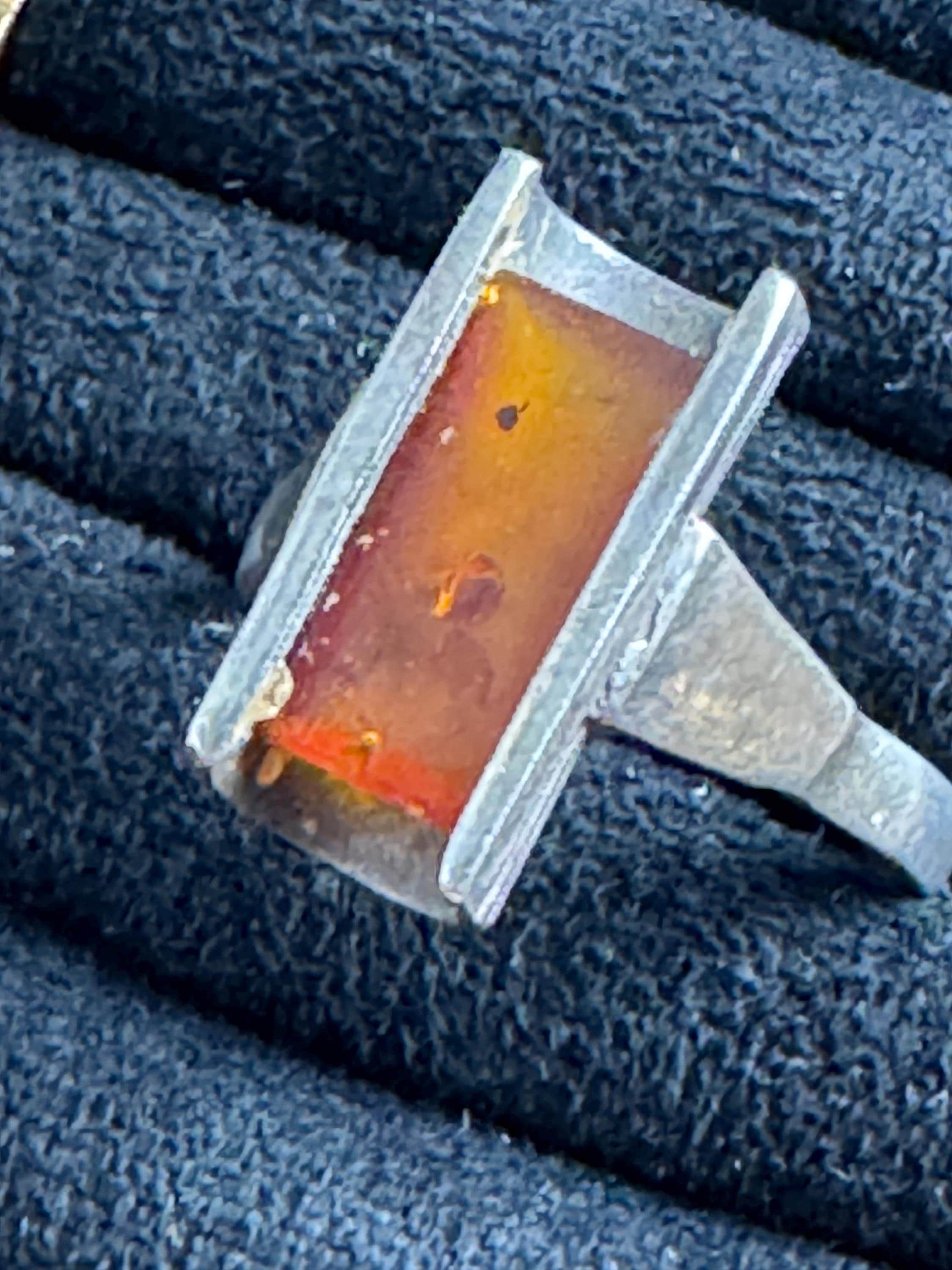 Uk size O 925 sterling silver modernist orange bark ring 3.6 grams