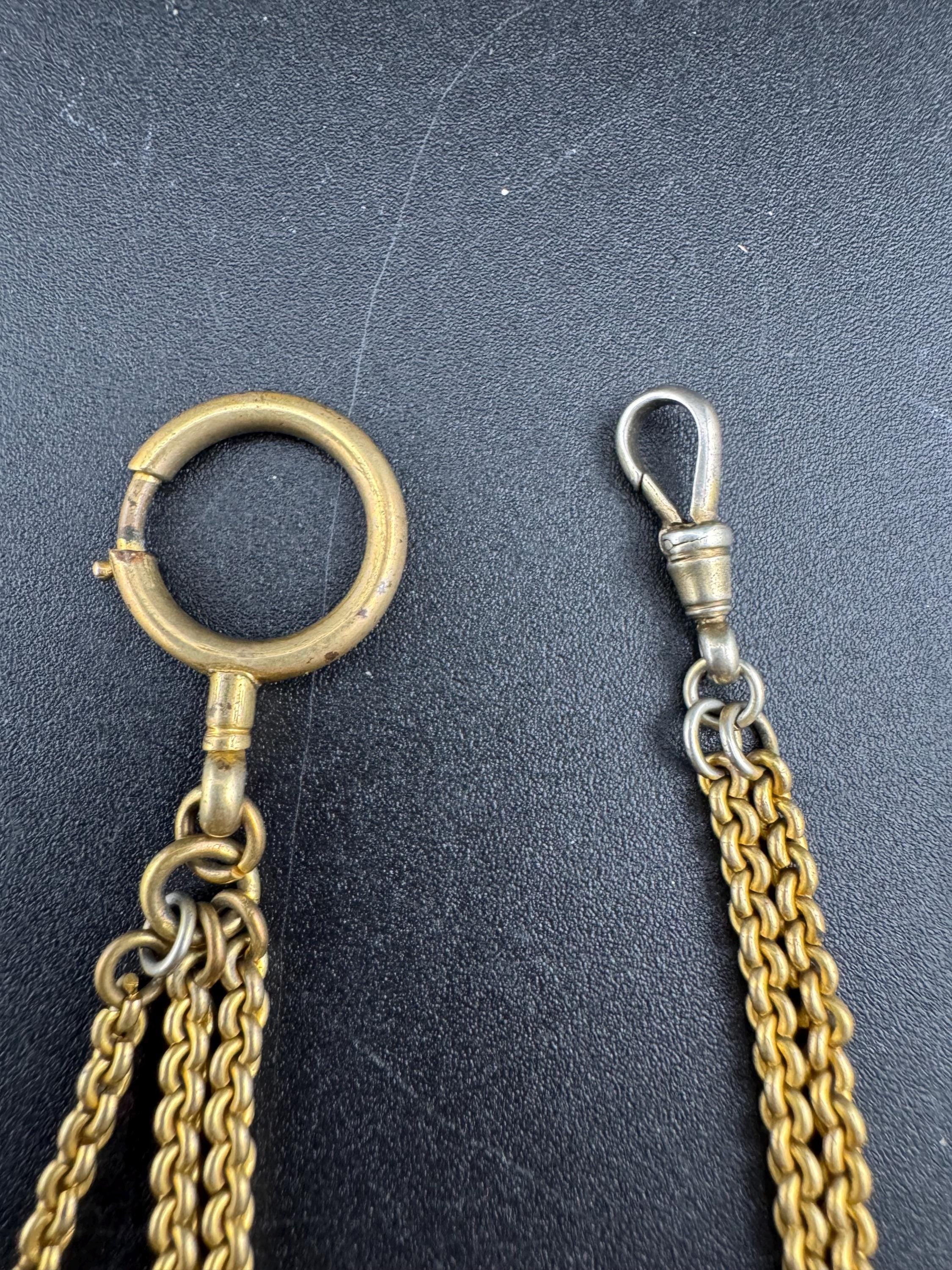antique Victorian Albertina watch chain, gilt metal with tassel guard chain 21.5cm