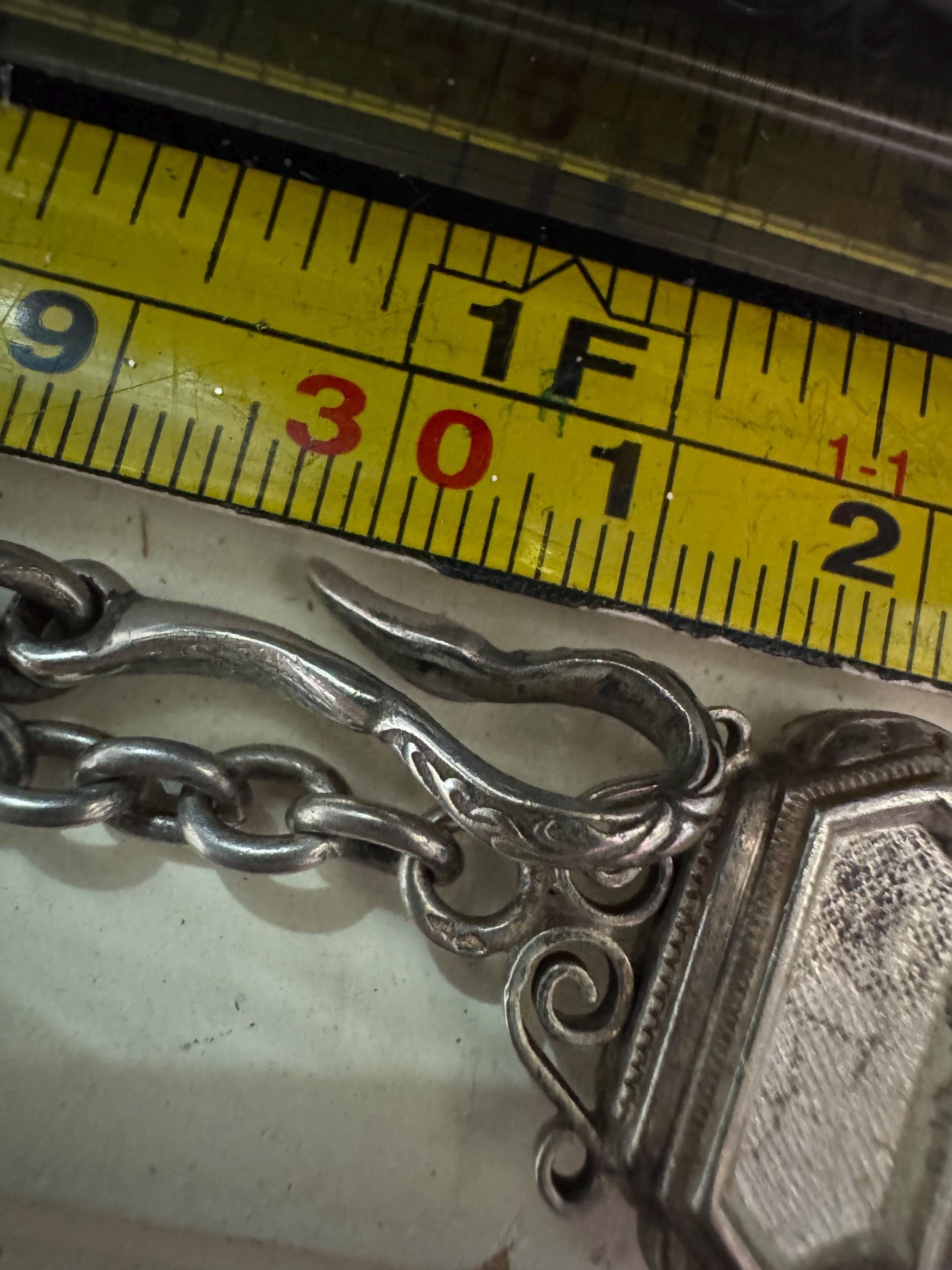 antique solid silver Victorian Albertina pocket watch chain, with tassel hallmarked 31cm